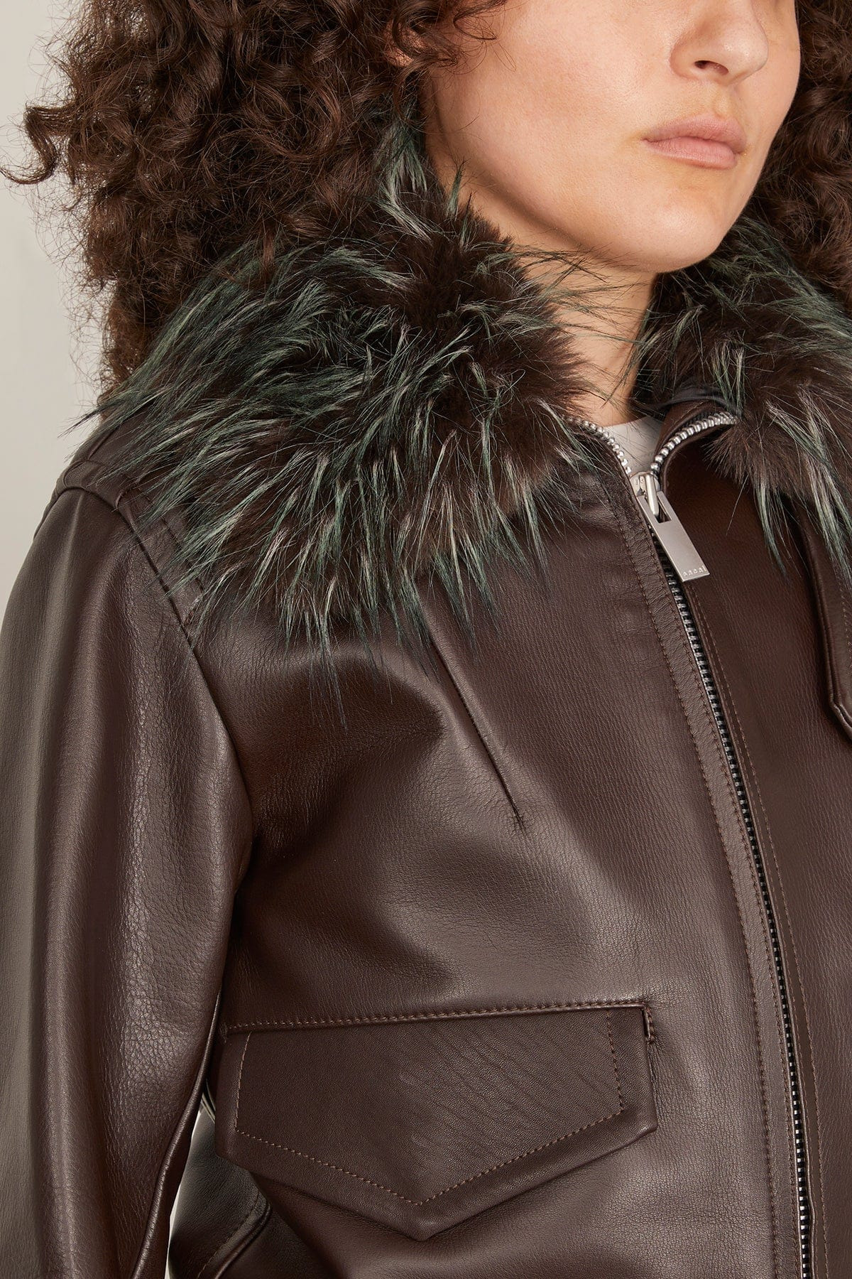 Leather Blouson in Brown - 5