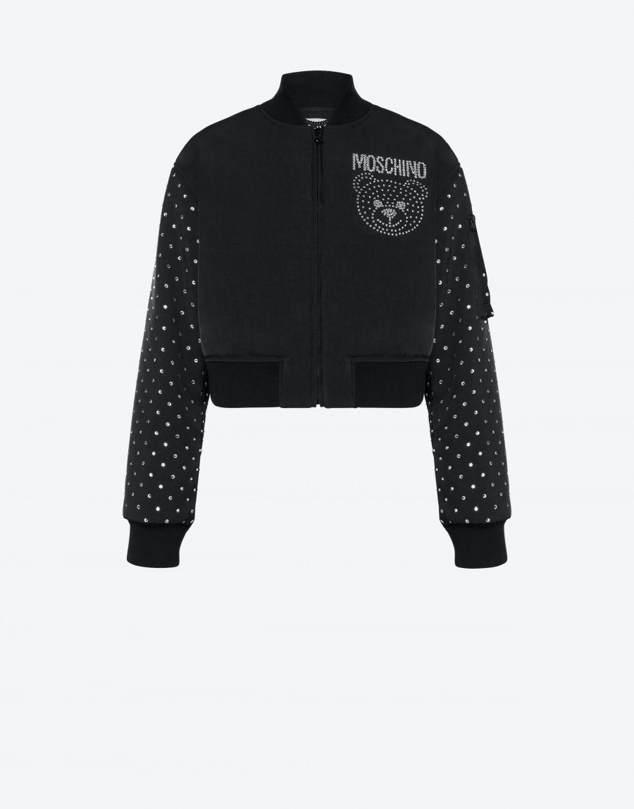 CRYSTAL TEDDY HEAVY NYLON BOMBER - 1