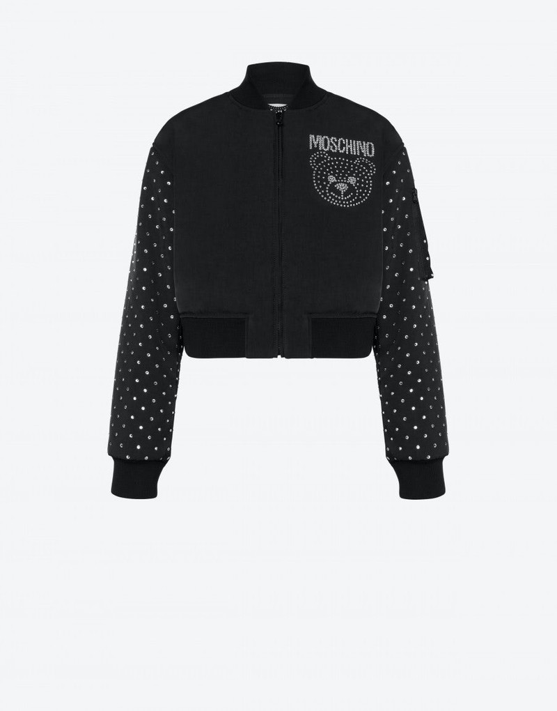 CRYSTAL TEDDY HEAVY NYLON BOMBER 1