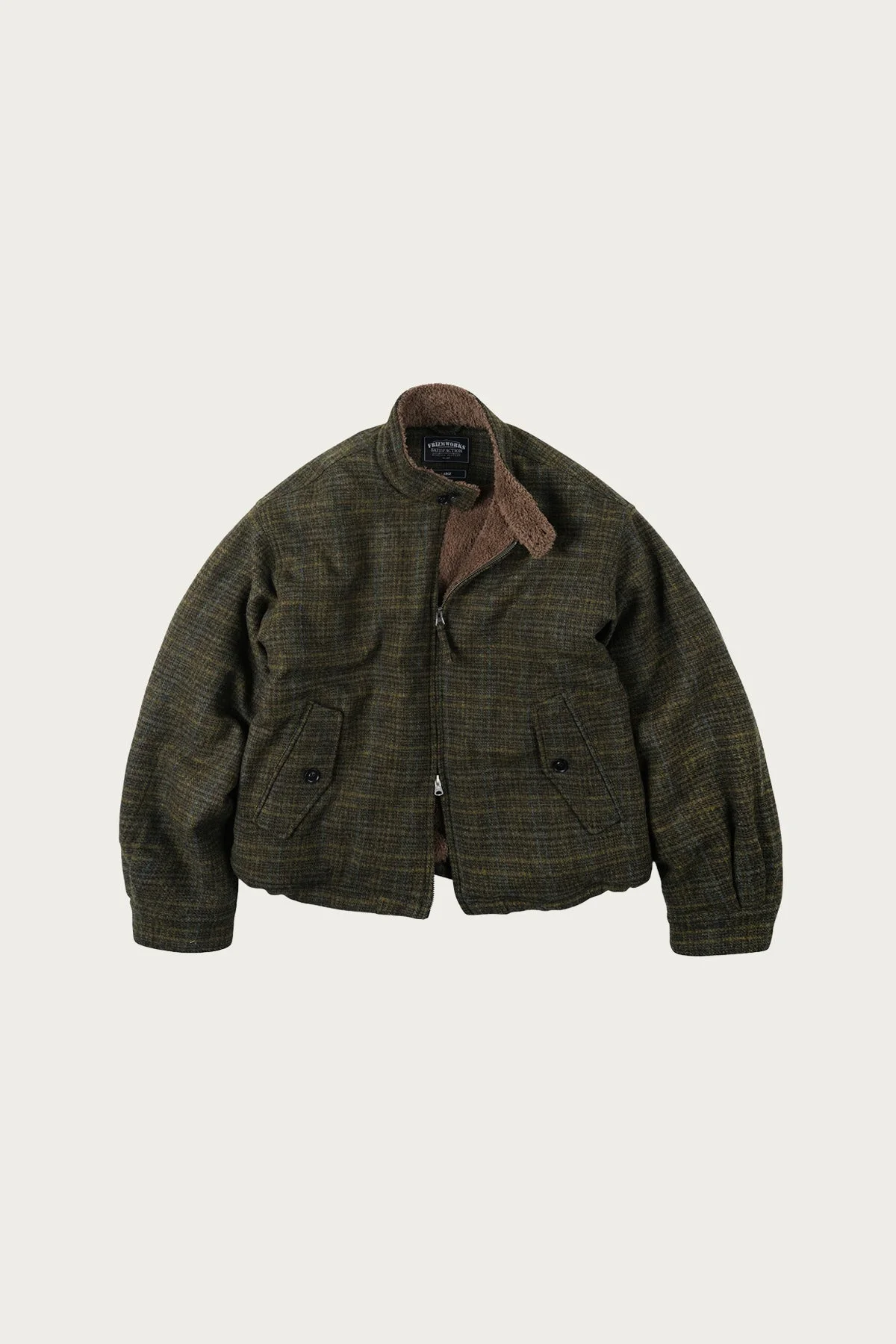 Fluffy Wool Harrington Jacket - Seaweed - 1