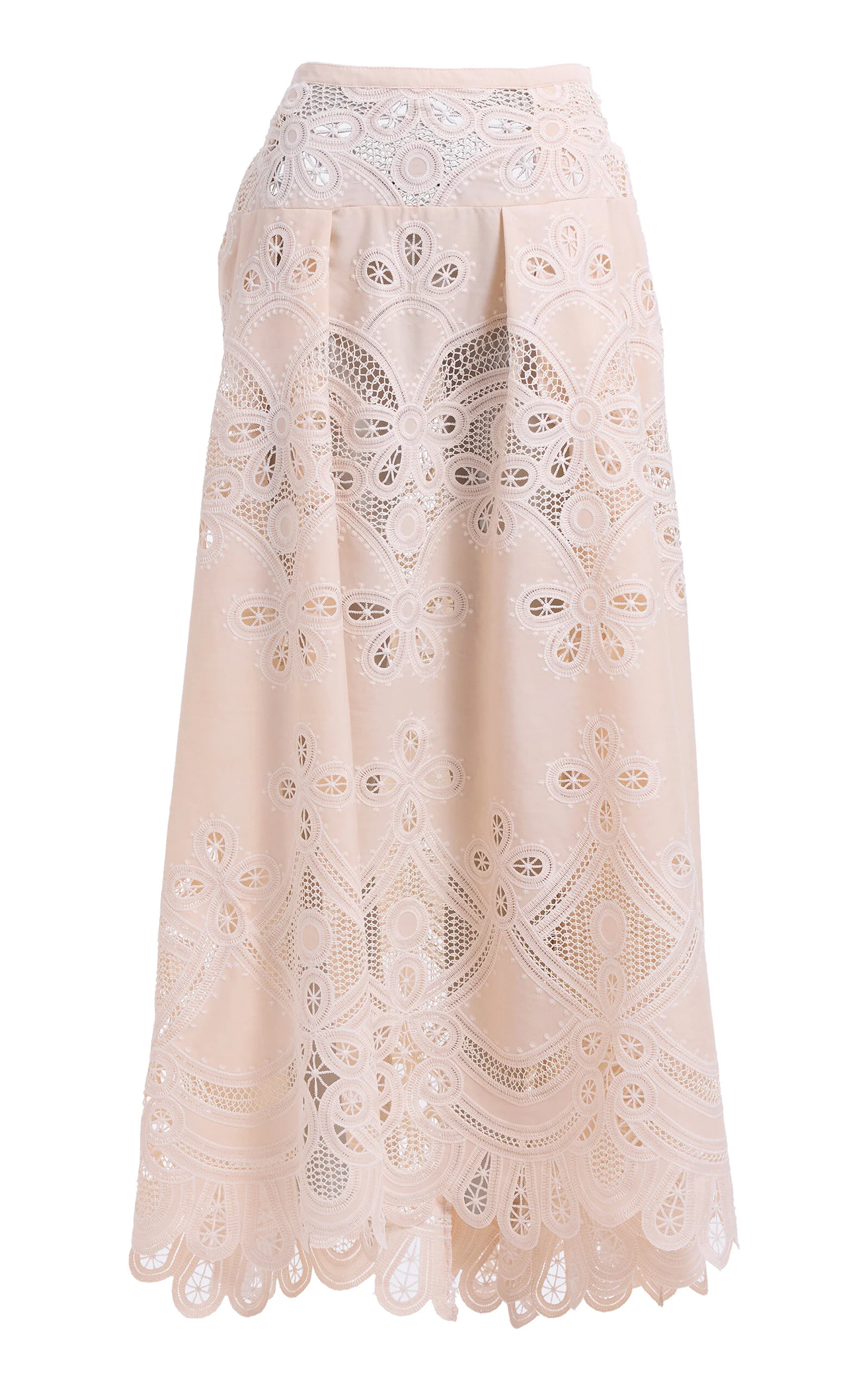 Embroidered Cotton Maxi Skirt light pink - 1