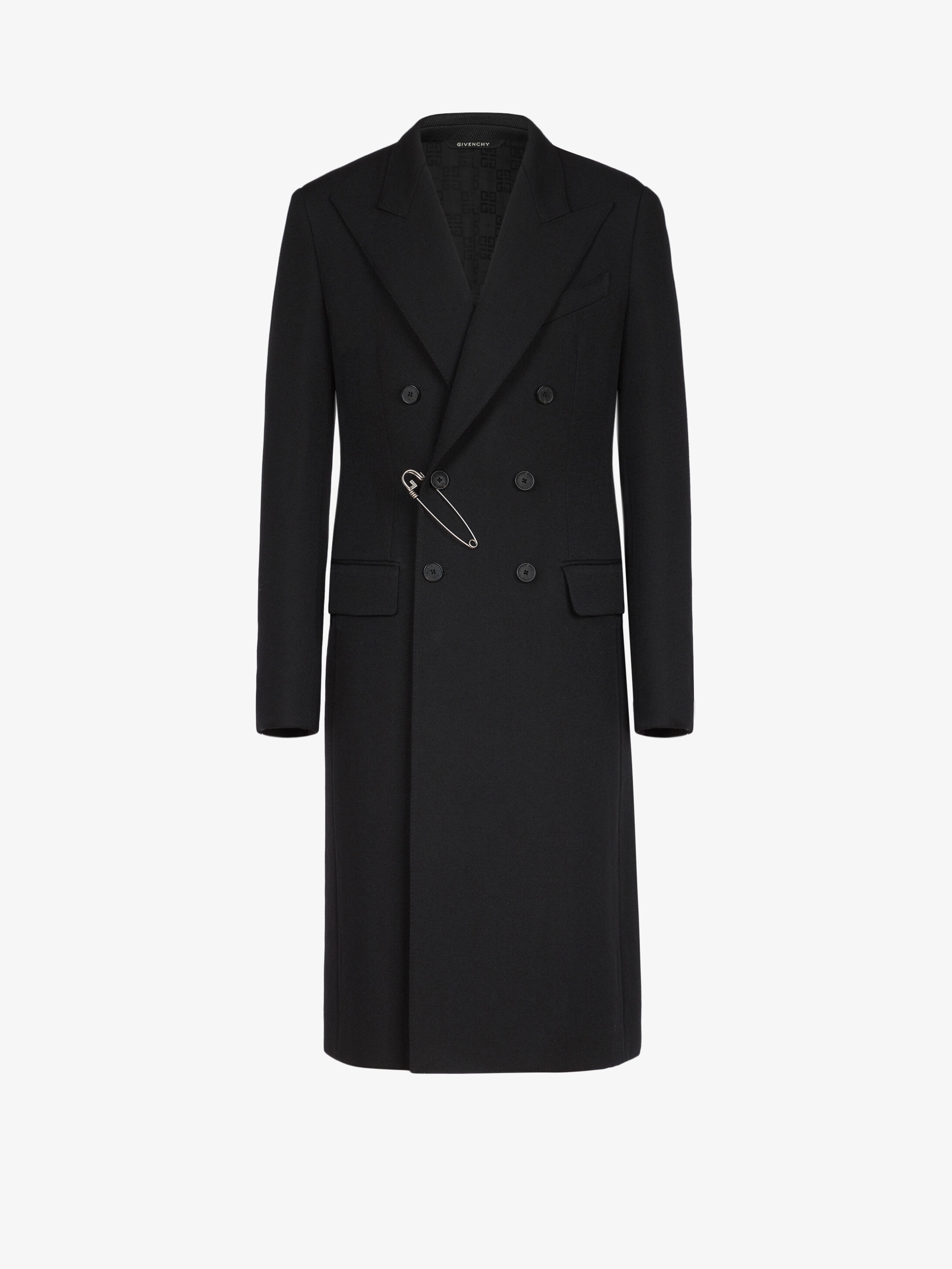 Double braisted coat in wool with G pin - 1