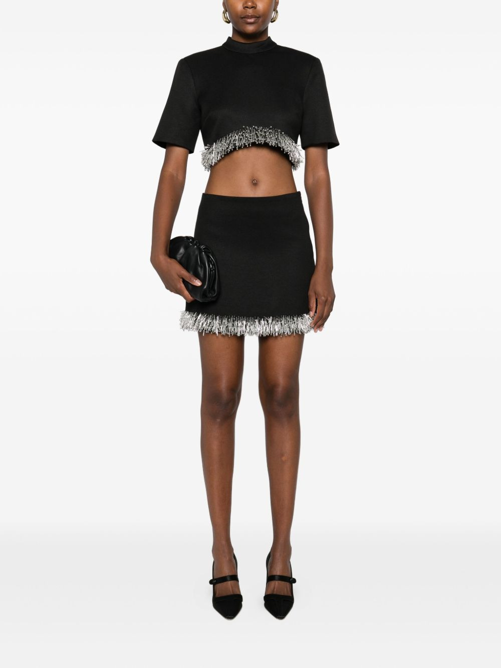 beaded-fringe mini skirt - 2