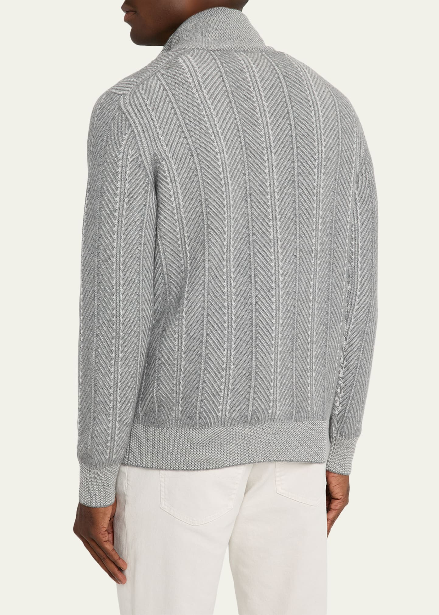 Men's Cashmere Chevron Vanise Quarter-Zip Sweater - 3