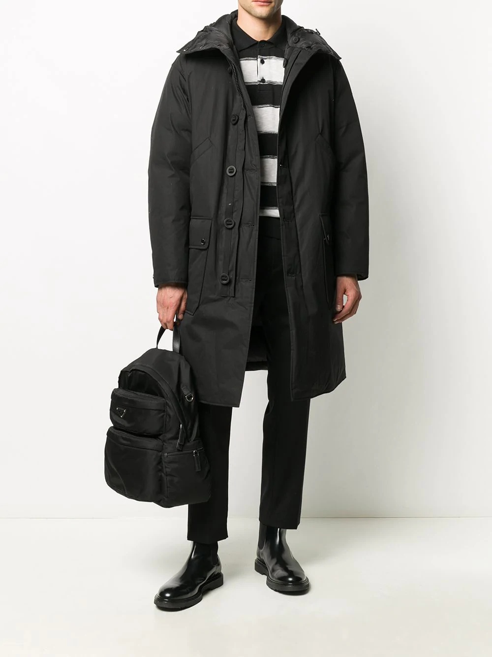 button-down parka coat - 2