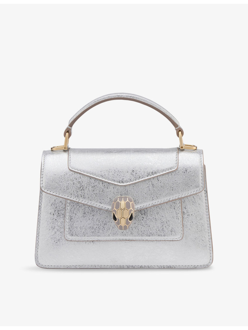 Serpenti Forever mini stud-embellished leather top-handle bag 1