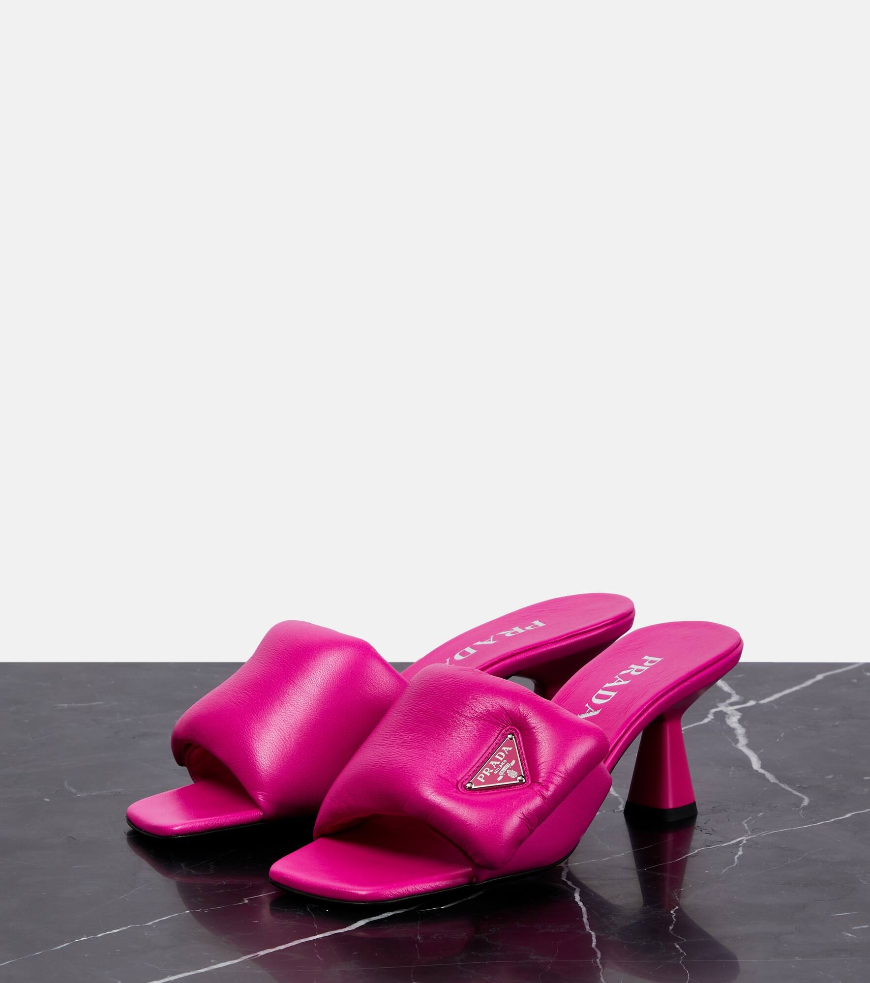 Padded leather mules - 5