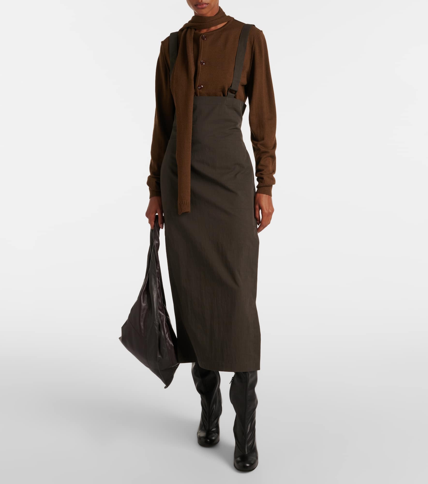 Cotton-blend midi skirt - 2
