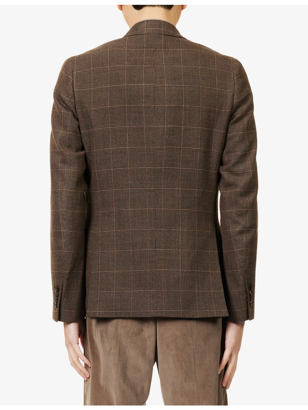 Checked Long-Sleeve Wool Blend Jacket - 4