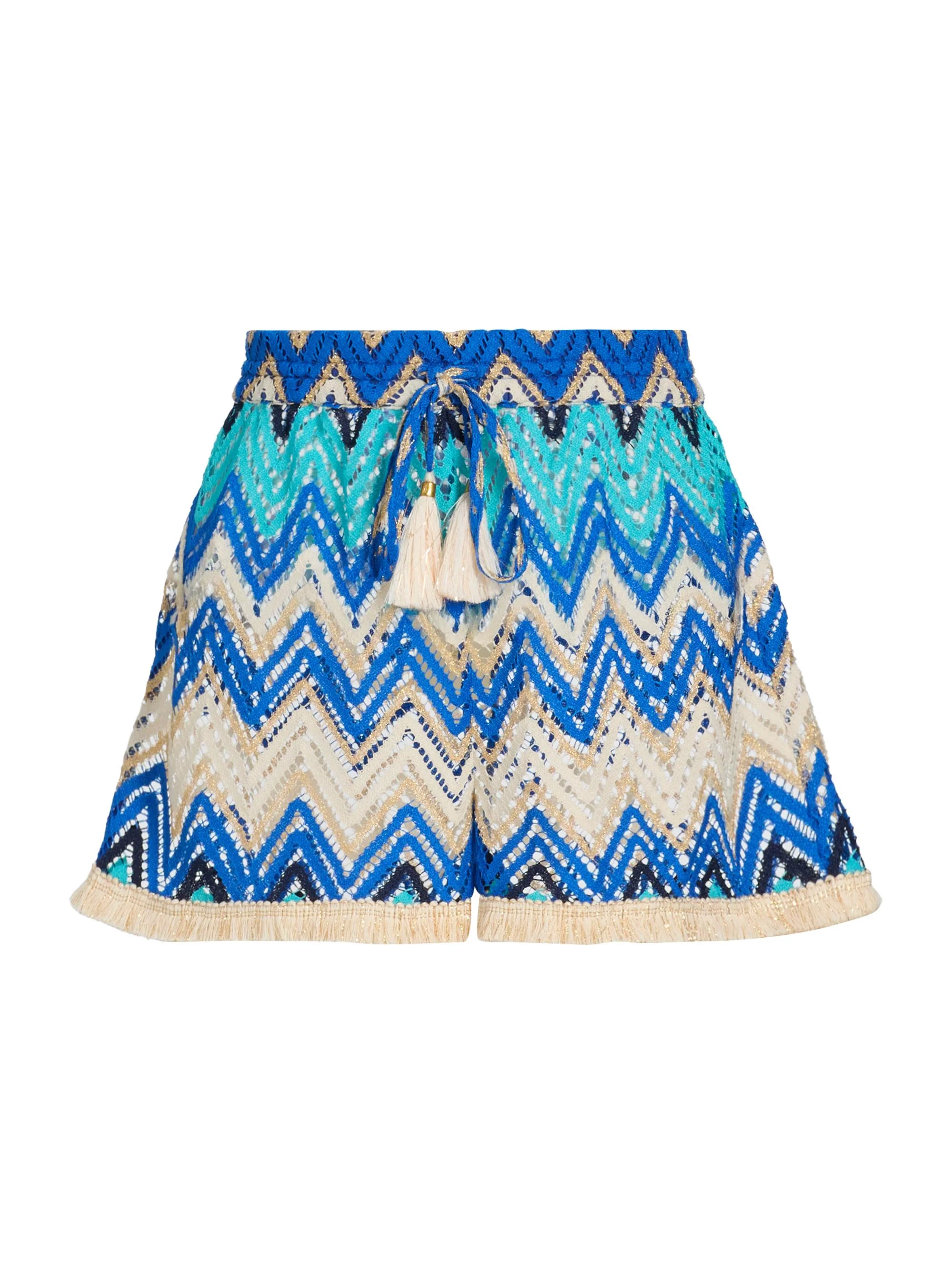Women's Duke Chevron Open-Knit Shorts - Blue Chevron - 1