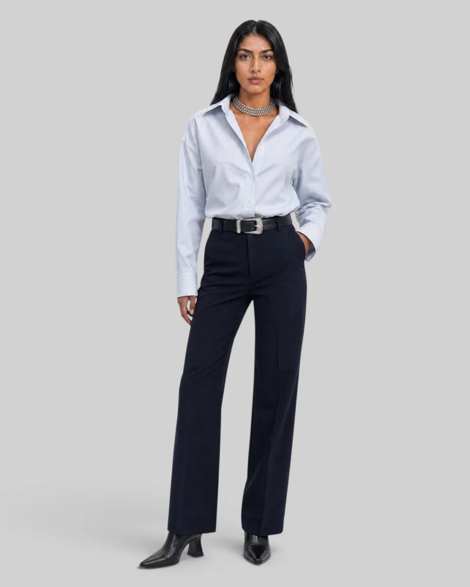 WHITE STRIPED COTTON SHIRT - 1