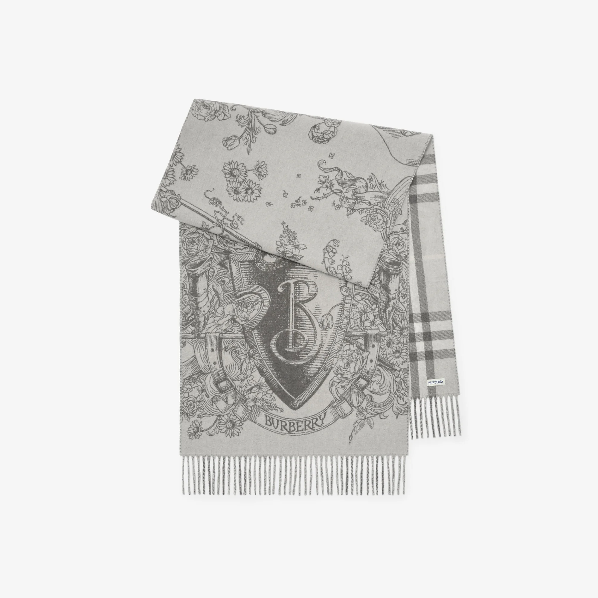 Reversible Etched Knight Cashmere Scarf - 1