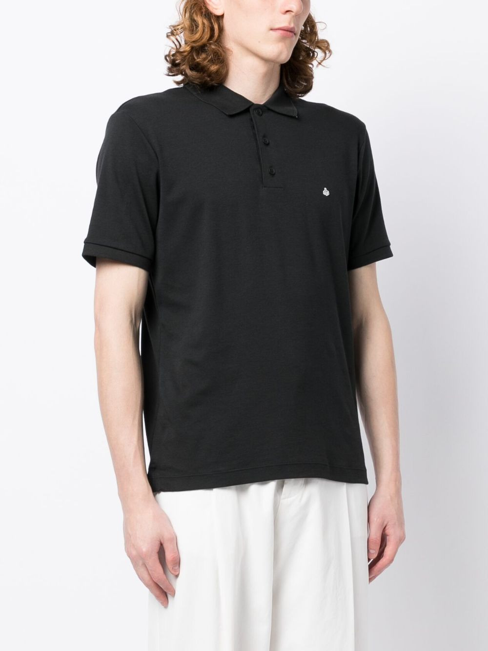 logo-embroidered cotton polo shirt - 3