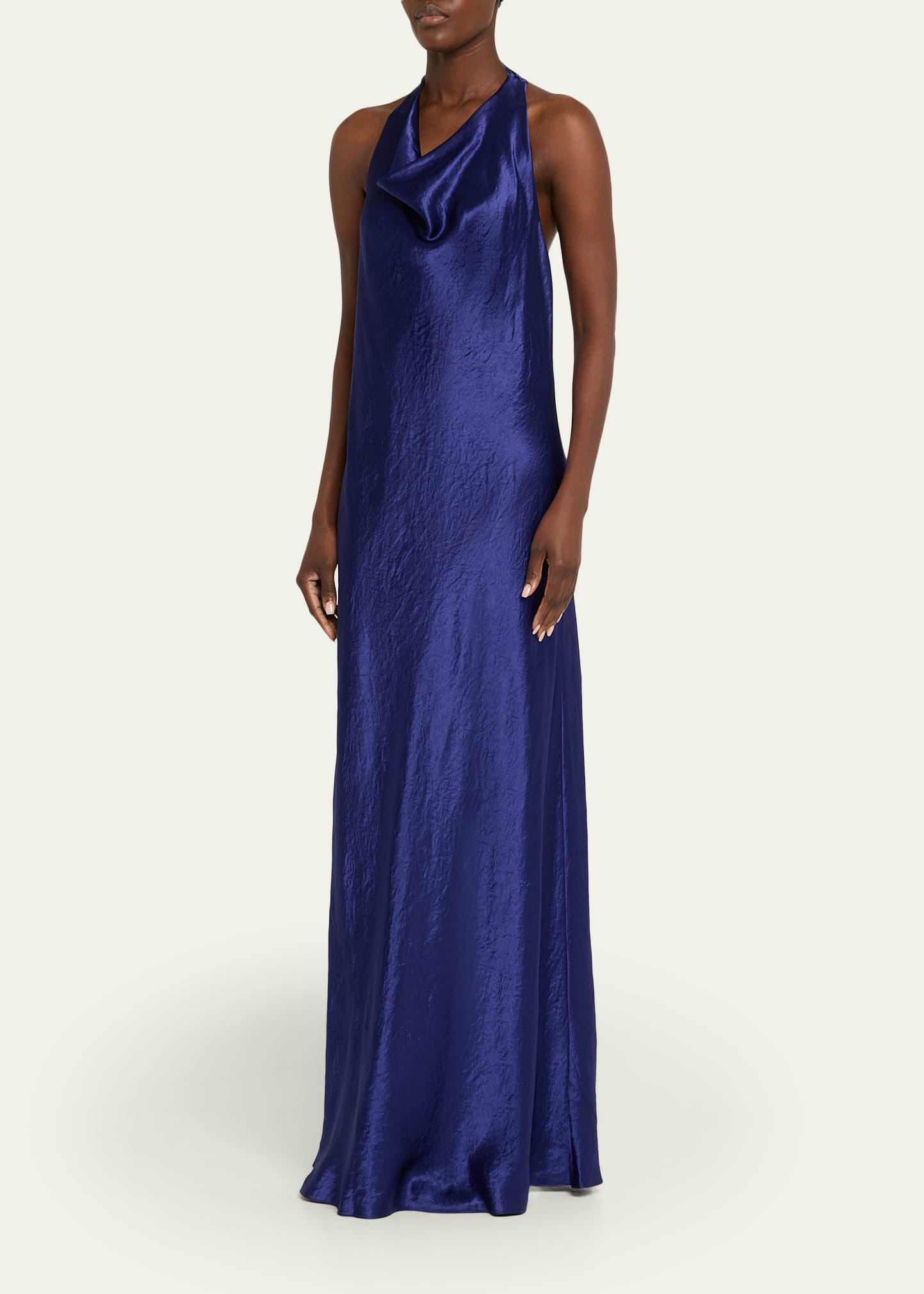 Satin Cowl-Neck Maxi Dress - 4