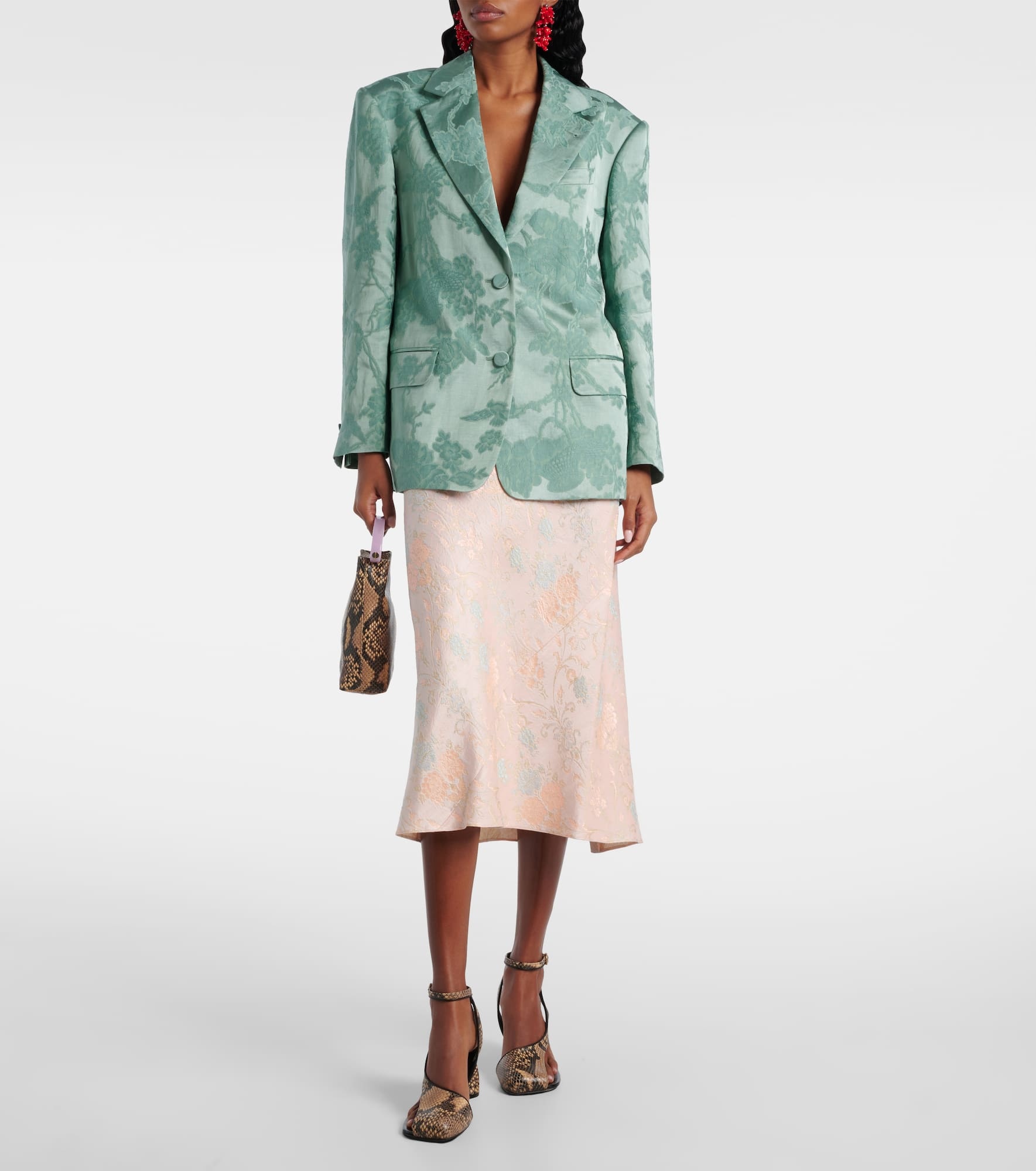 華やぎアイテム【Dries Van Noten】Satin jacquard midi skirt DRIES VAN NOTEN Wrap-effect satin-jacquard midi skirt | NET