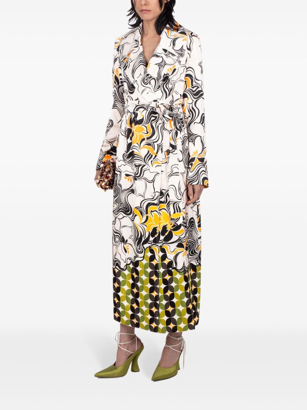 double-breasted swirl-print coat - 2