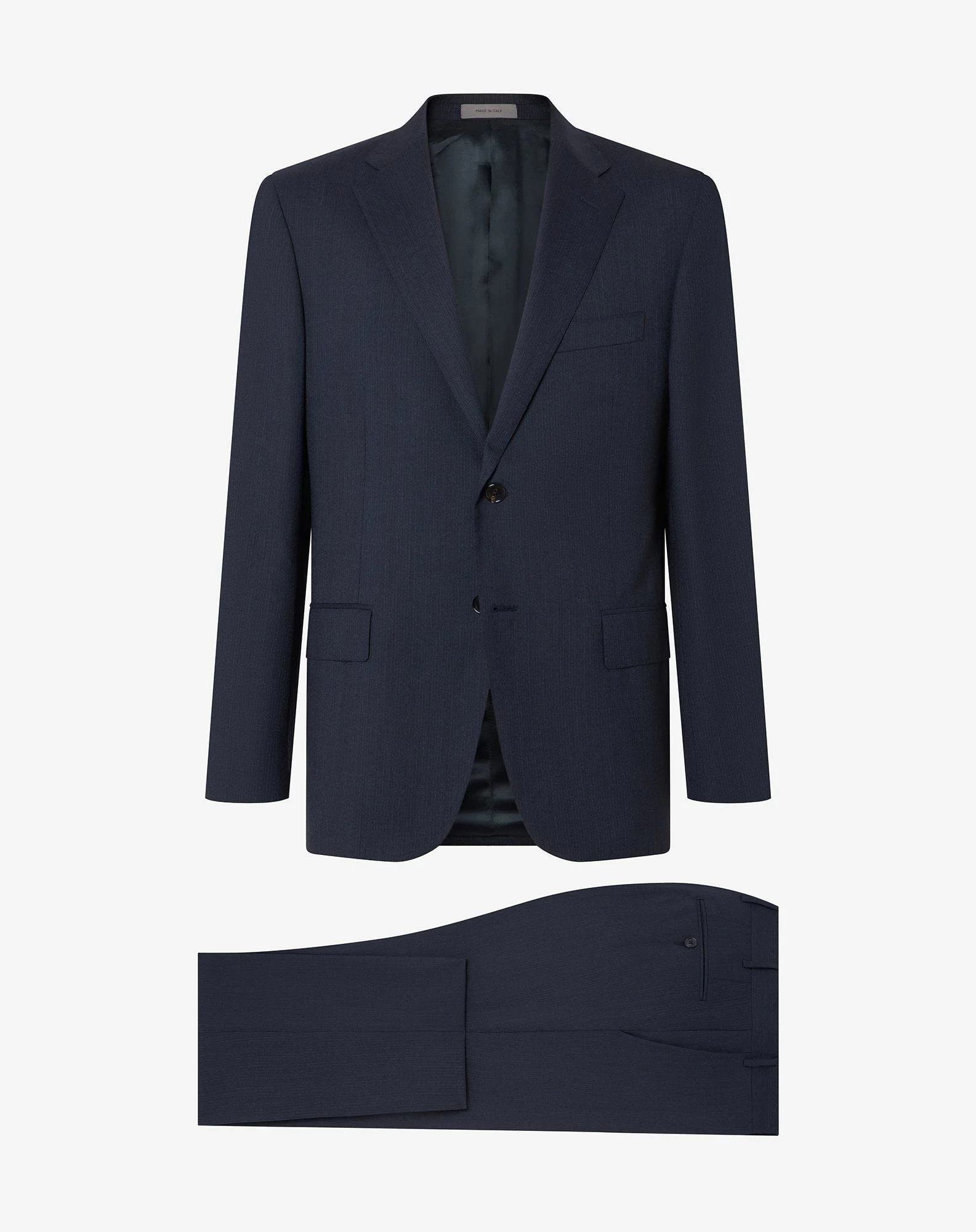 Navy blue micropatterned wool suit - 1