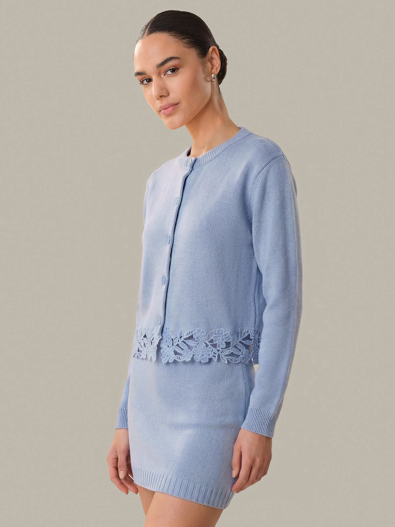 525 america Leena: Lace Trim Cotton Cardigan outlook