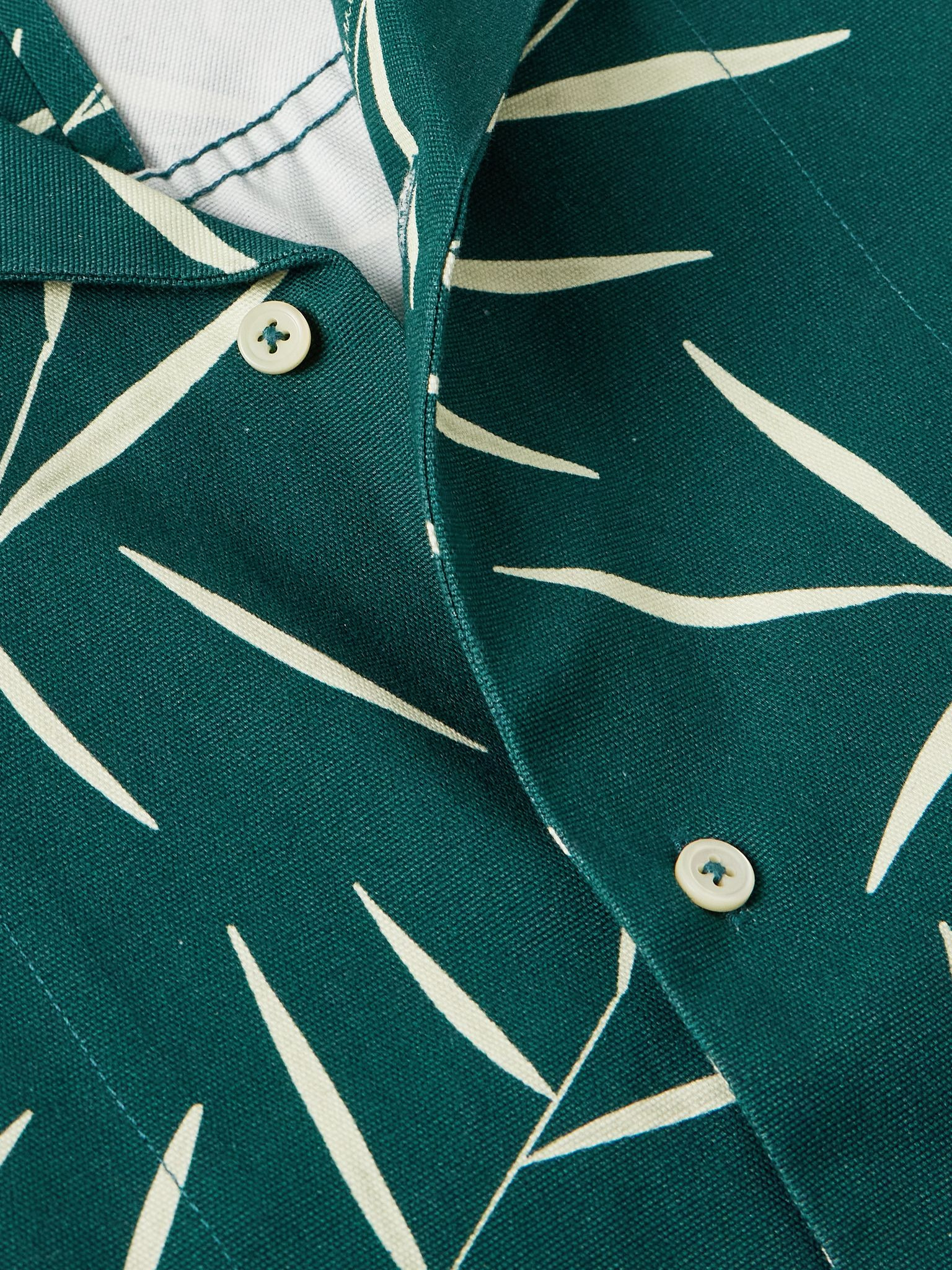 Fonccio Camp-Collar Printed Cotton-Twill Shirt Green - 4