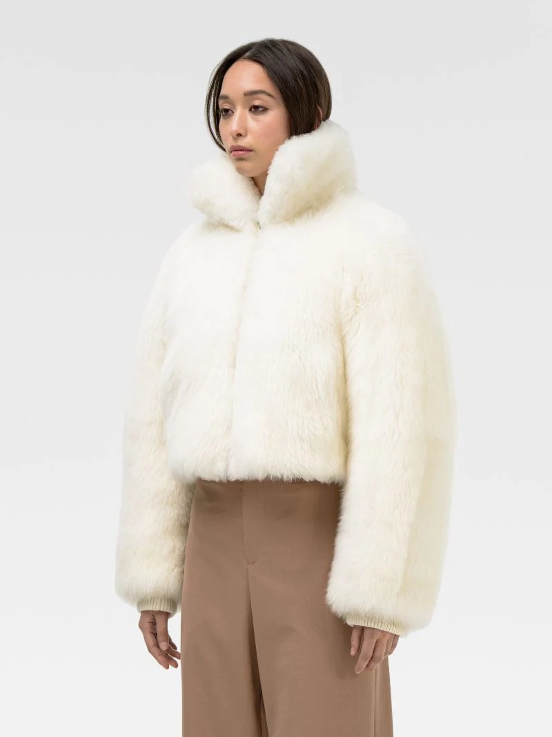 SHORT SHEARLING FUR JACKET - 4