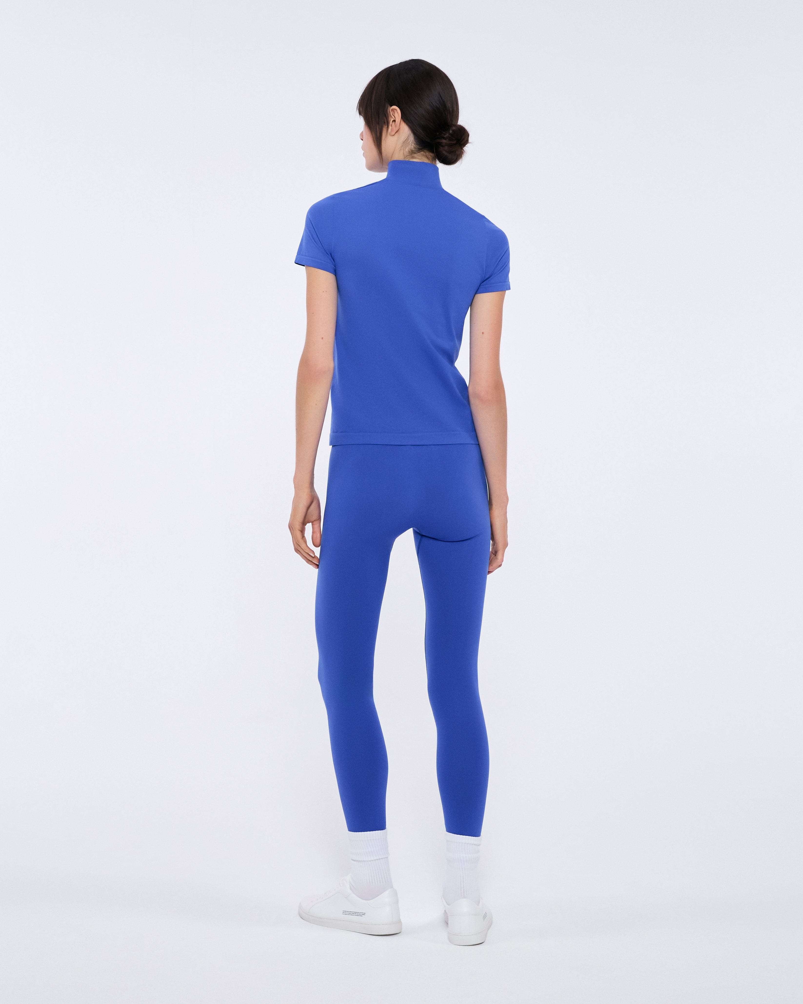 Womens Plant-Stretch Zipped Short Sleeve Top - Gaia Blue - 3