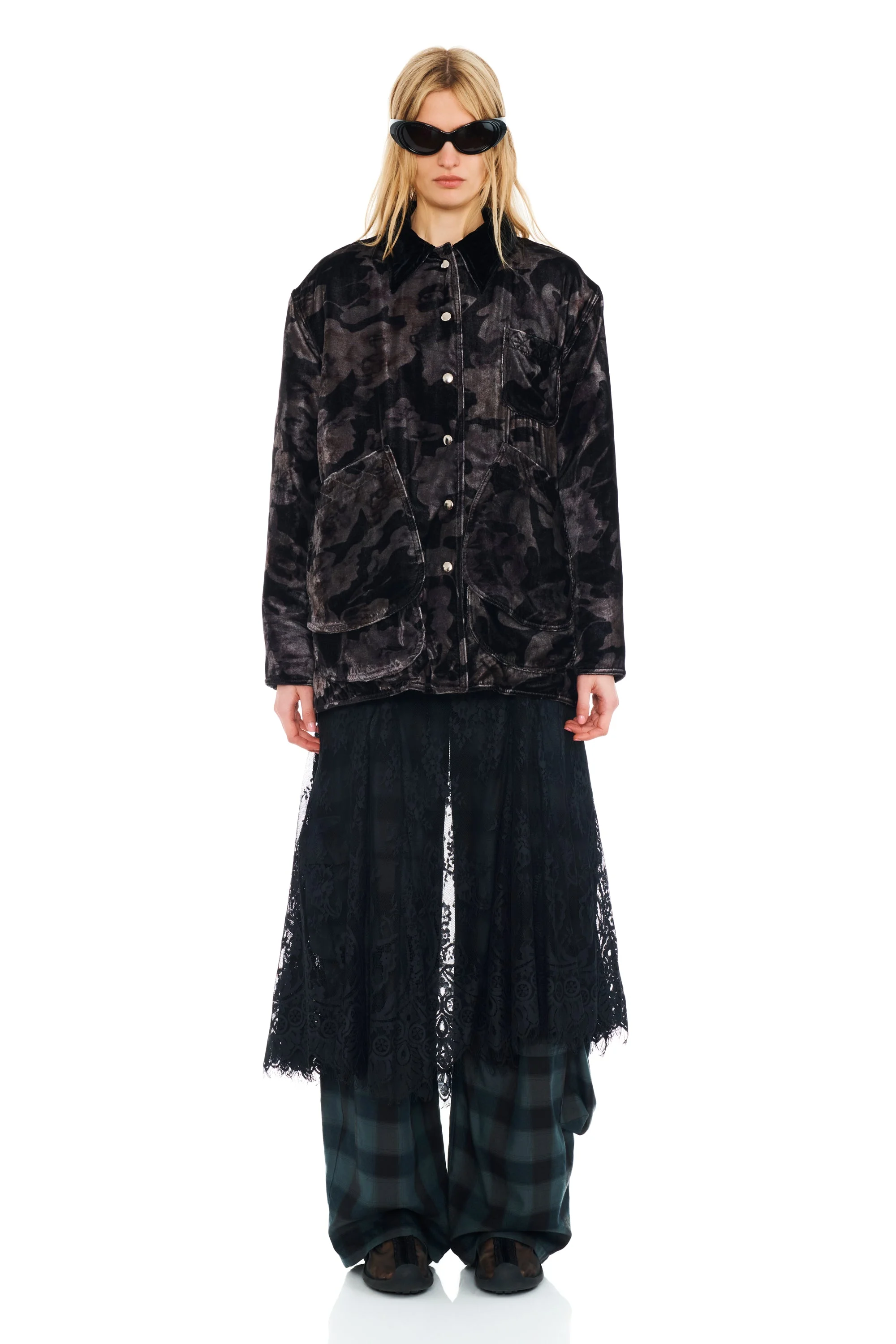 BLACK WATERCOLOR ROSES STABLE JACKET - 1