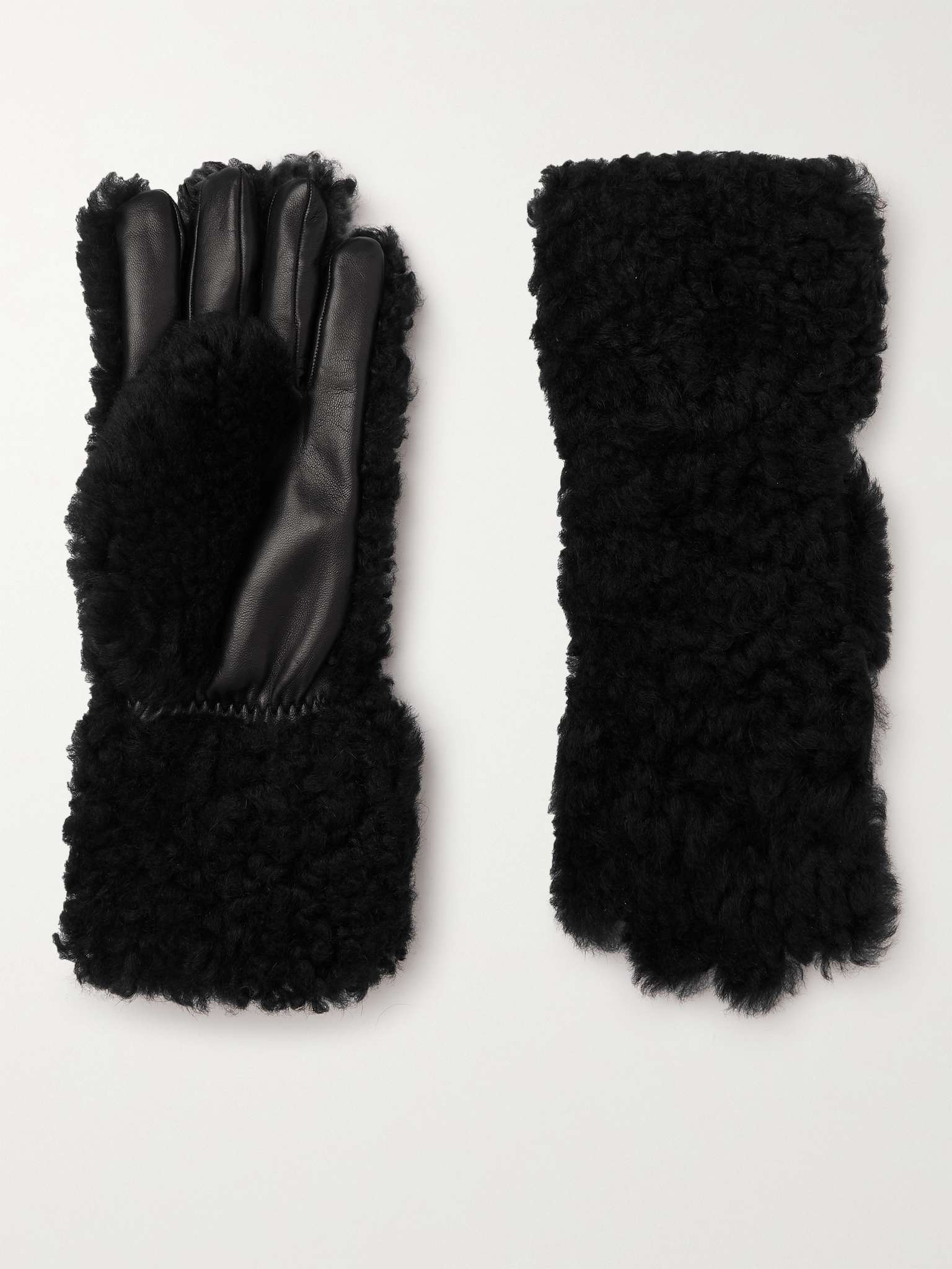 Shearling and Leather Gloves - 1