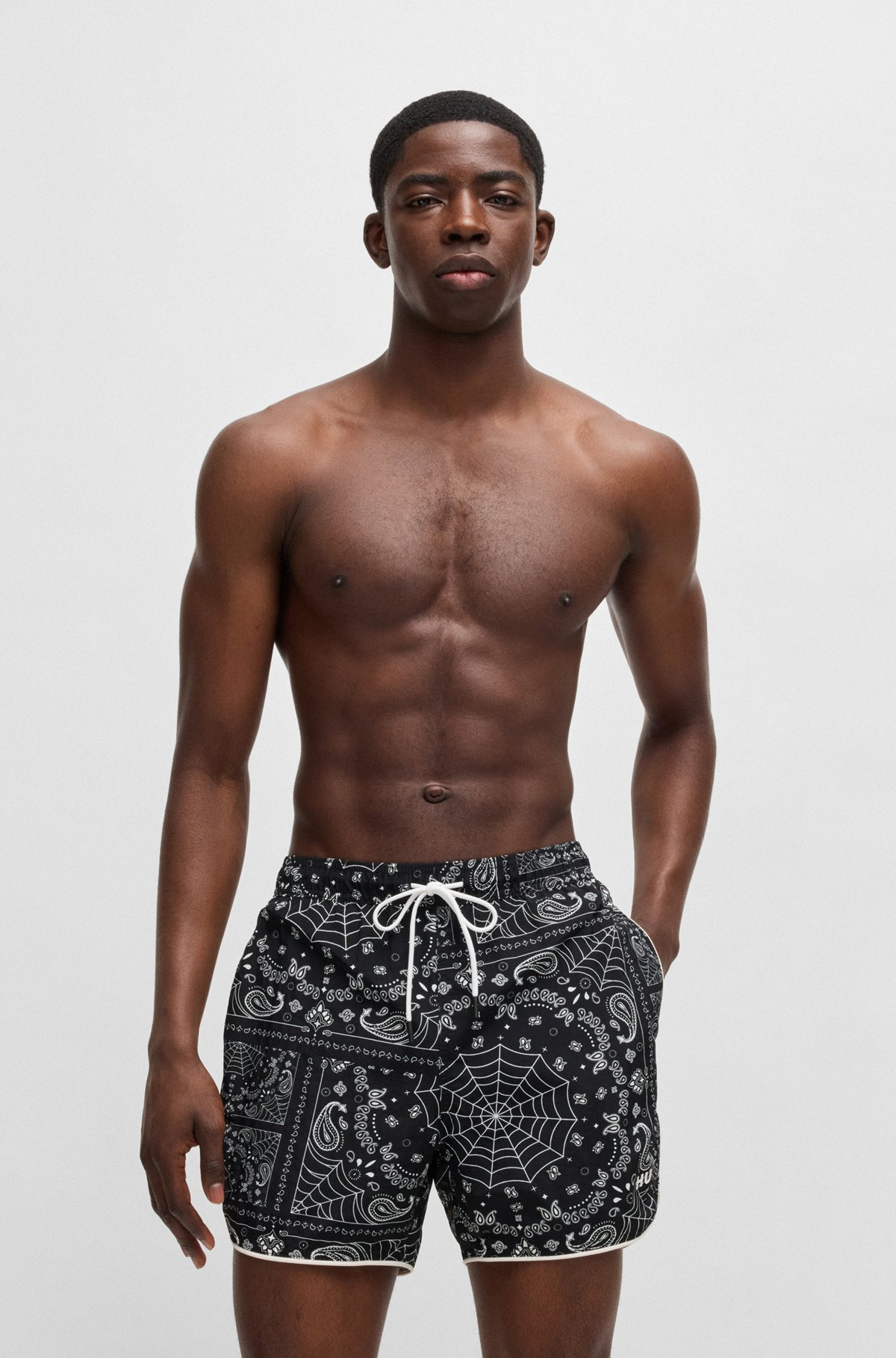 SEASONAL-PRINT SWIM SHORTS WITH ROUND HEM - 2