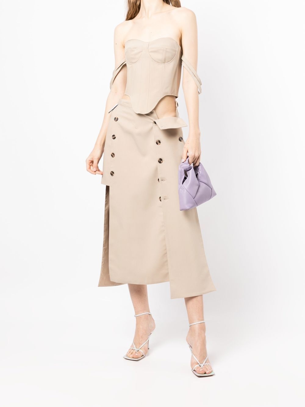 button detail panelled skirt - 6