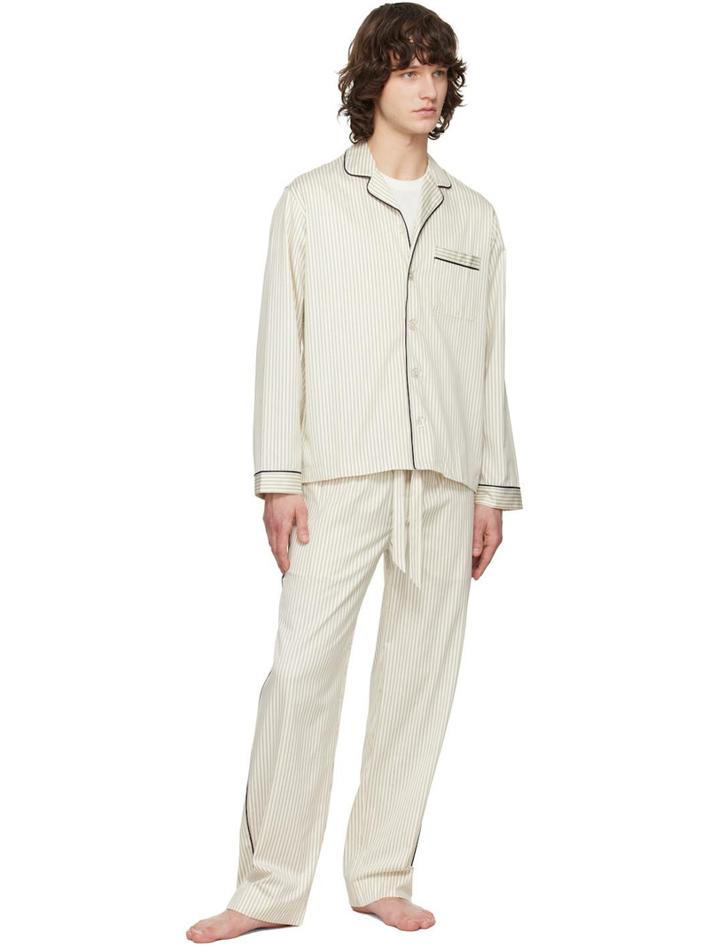 TEKLA Beige Sateen Long-Sleeved Pyjama Shirt outlook