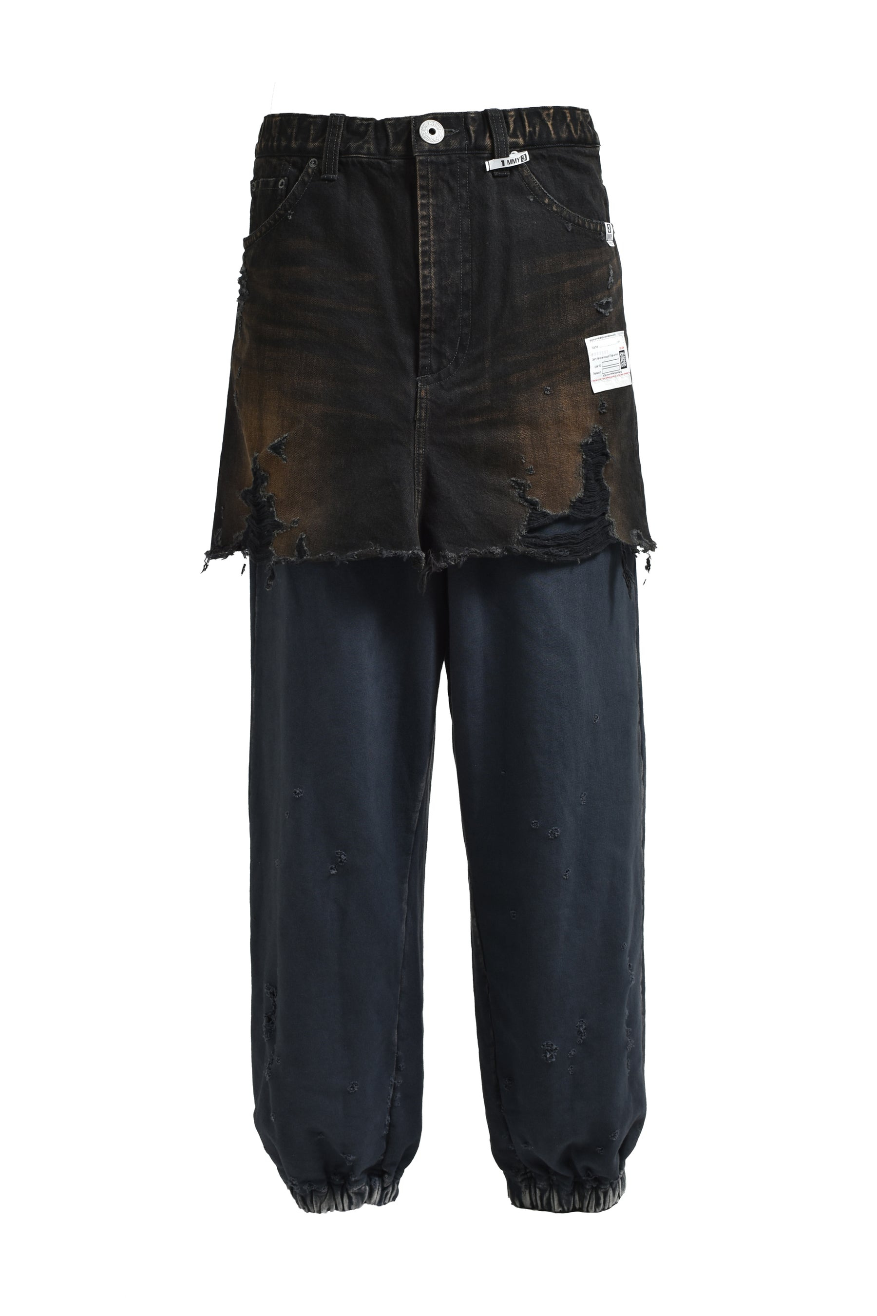WAIST LAYERED JEANS / BLK - 5