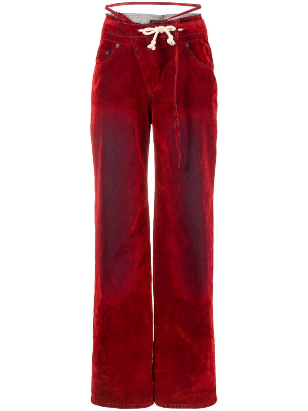 distressed velvet wide-leg trousers - 1