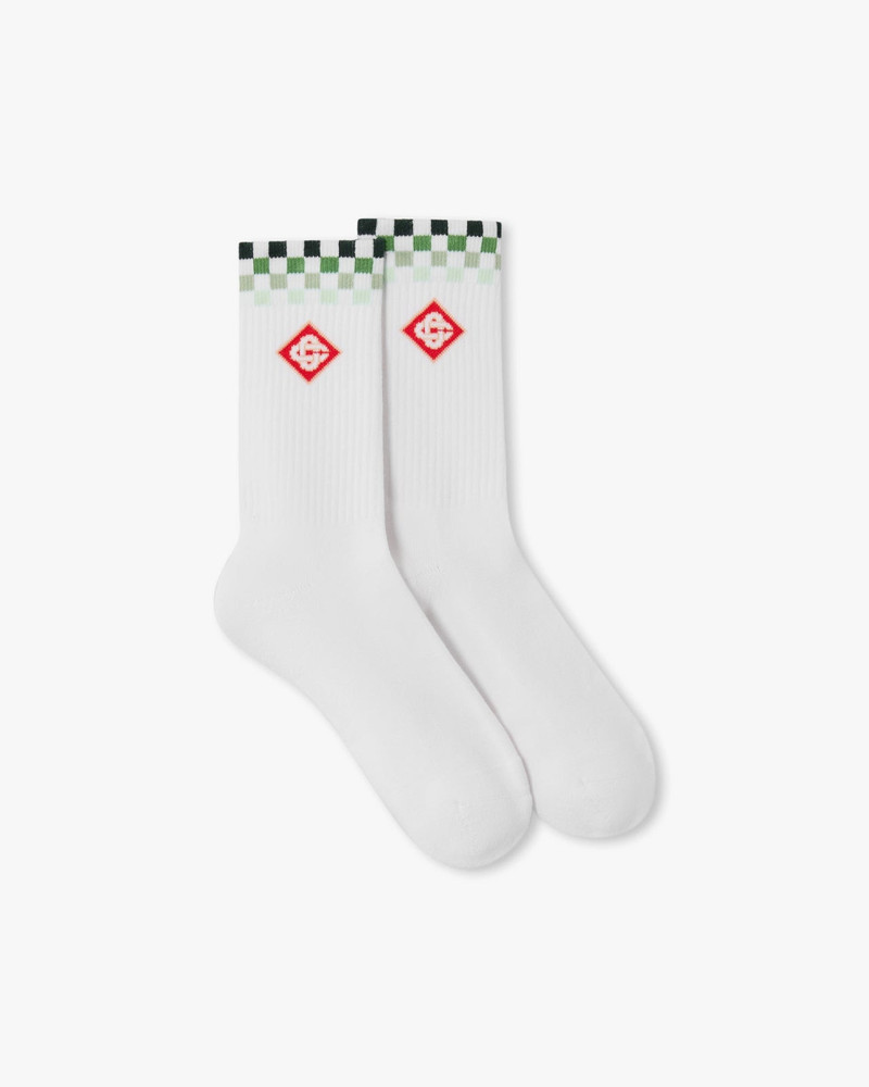 Green Checkers Crew Socks 1