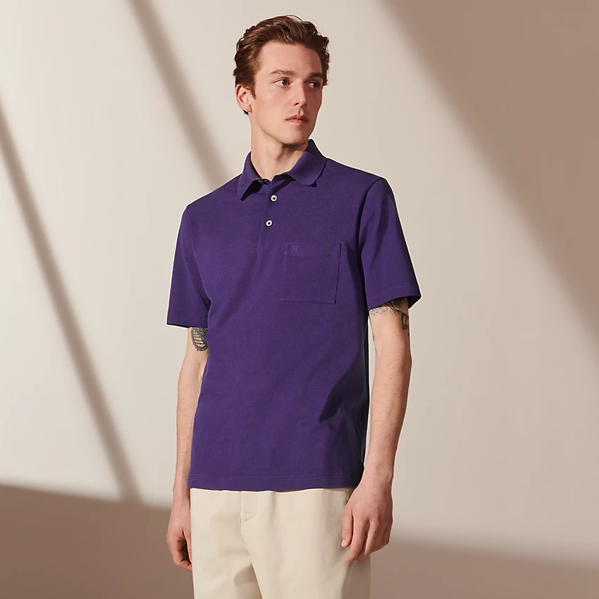 H embroidered buttoned polo shirt - 3