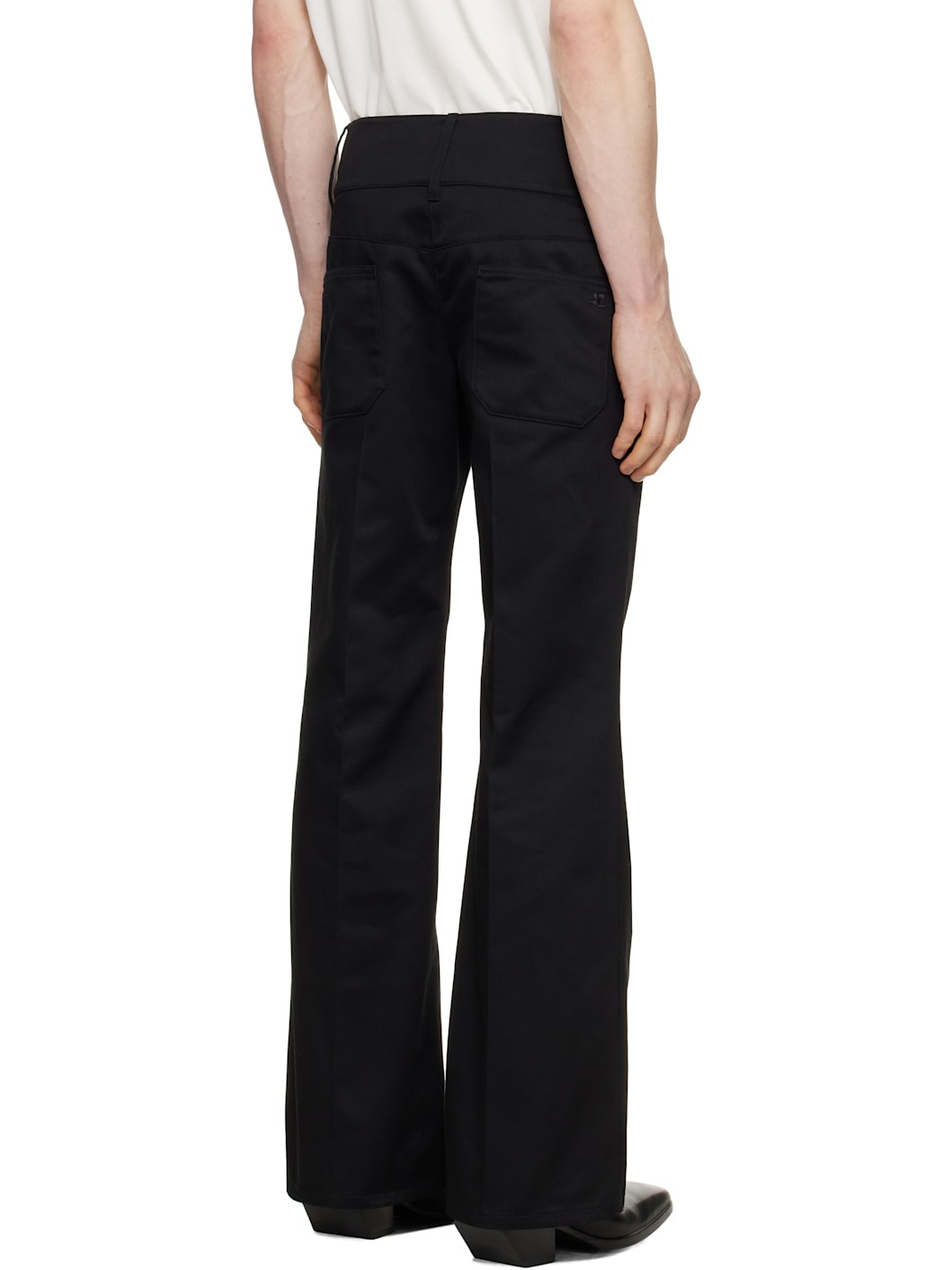 Black Belted Bootcut Trousers - 3
