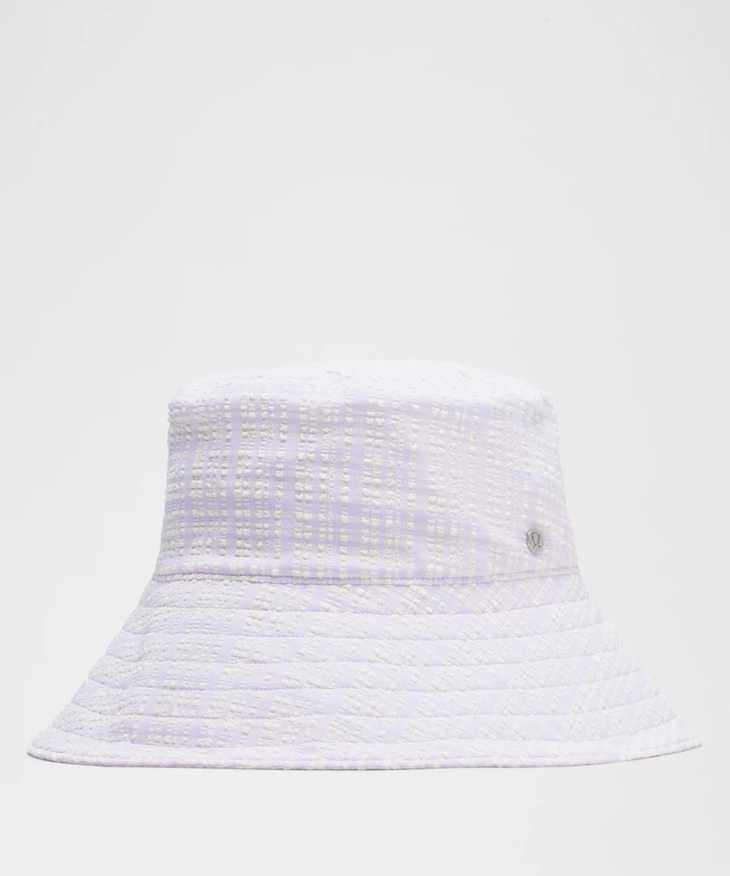 Women's Seersucker Check Wide-Brim Hat 1