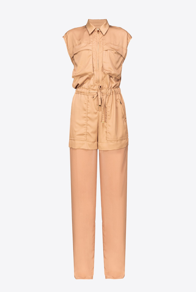 UTILITY-STYLE SATIN JUMPSUIT WITH GEORGETTE 1