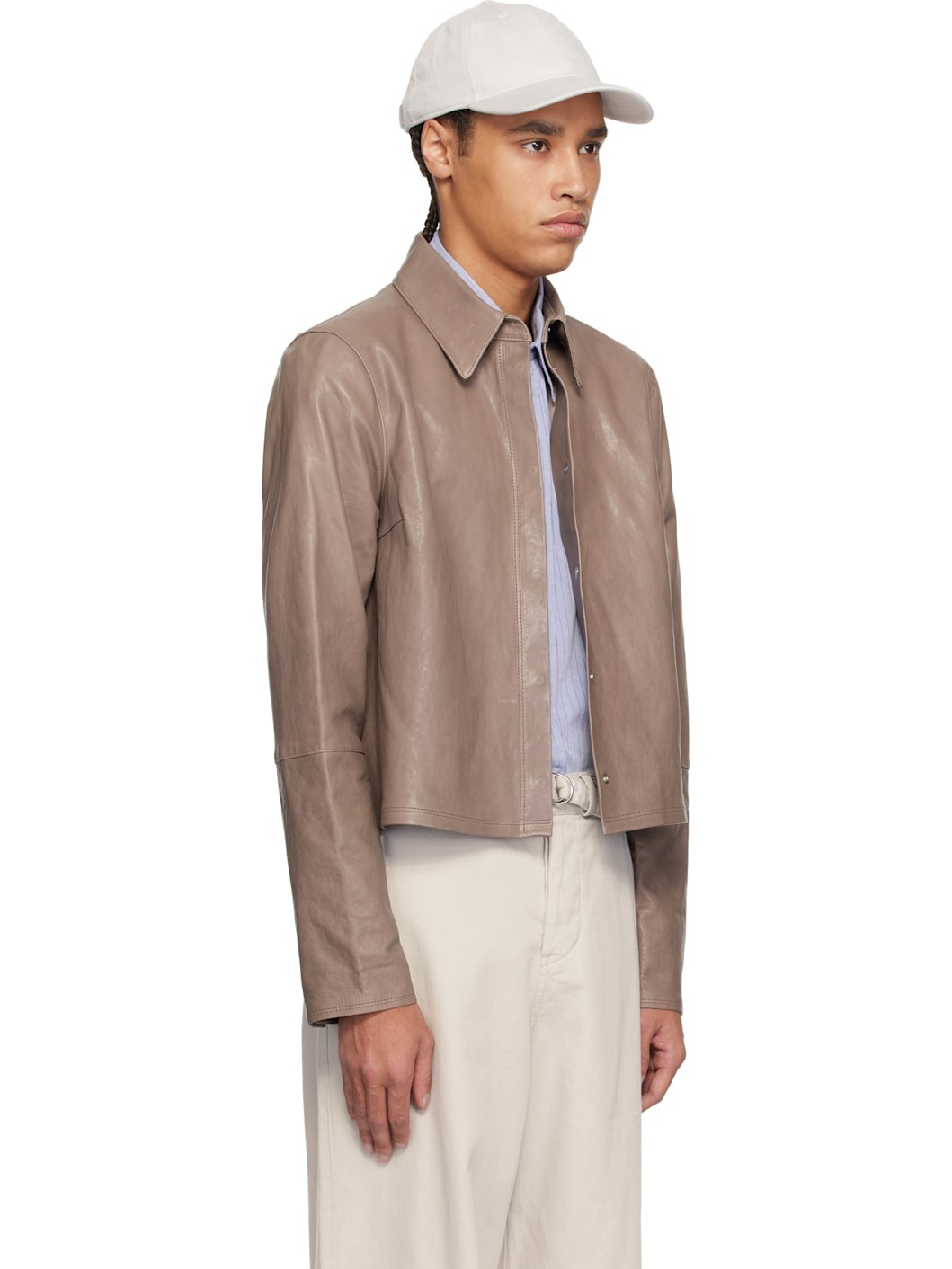 Taupe Auto Leather Shirt - 2