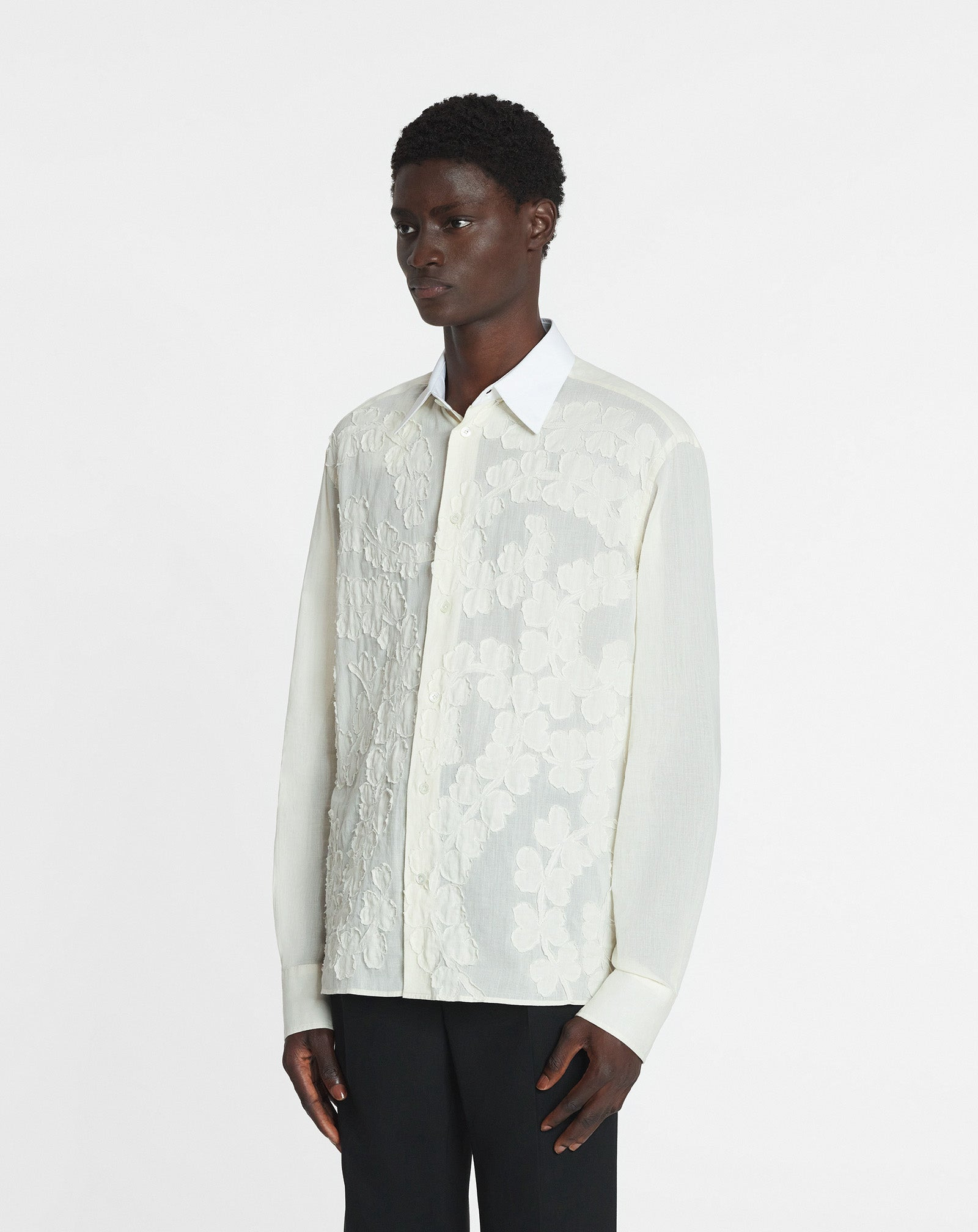 COTTON VOILE SHIRT WITH CUT-OUTS - 3
