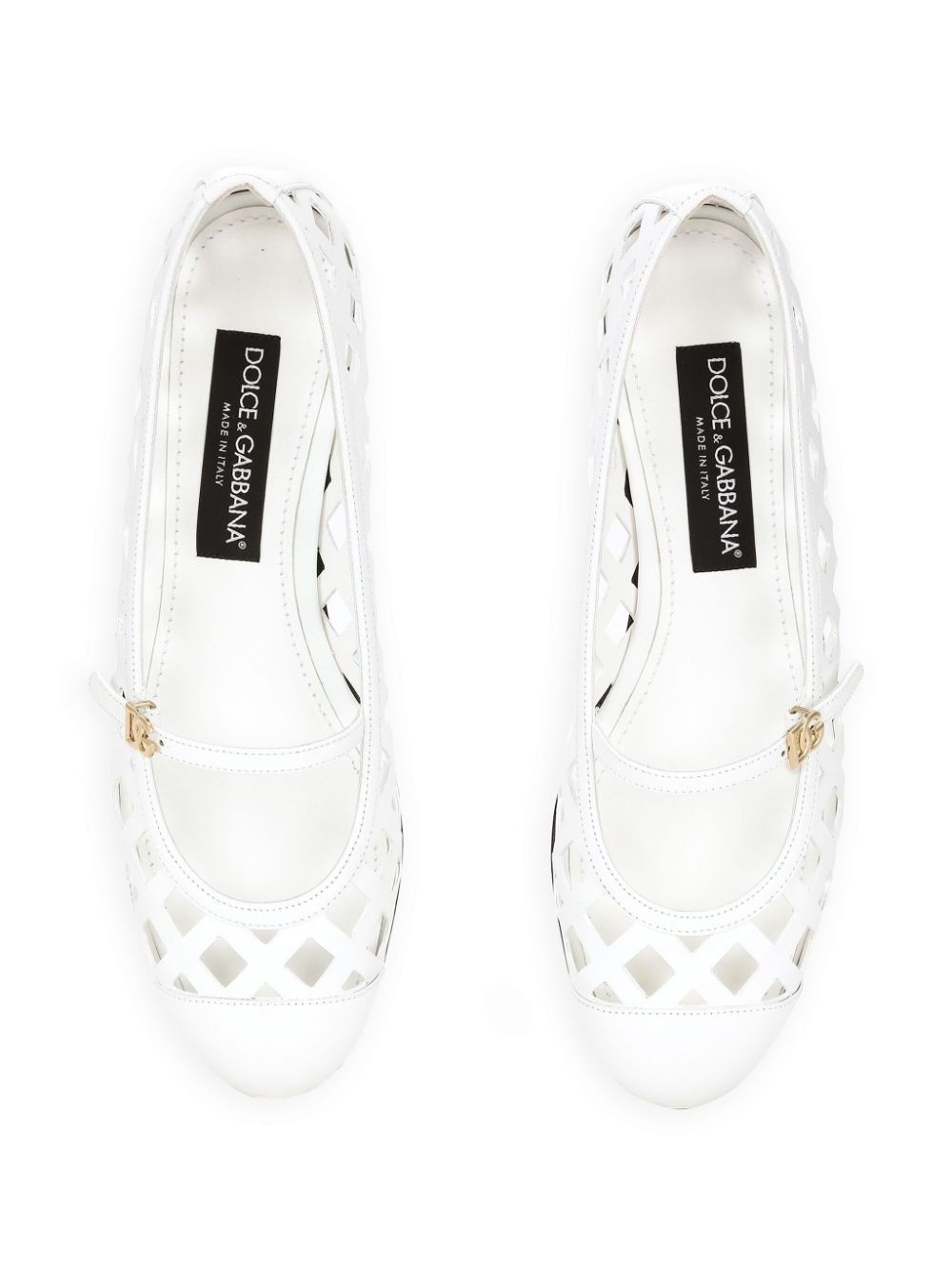 perforated leather ballerina shoes - 4