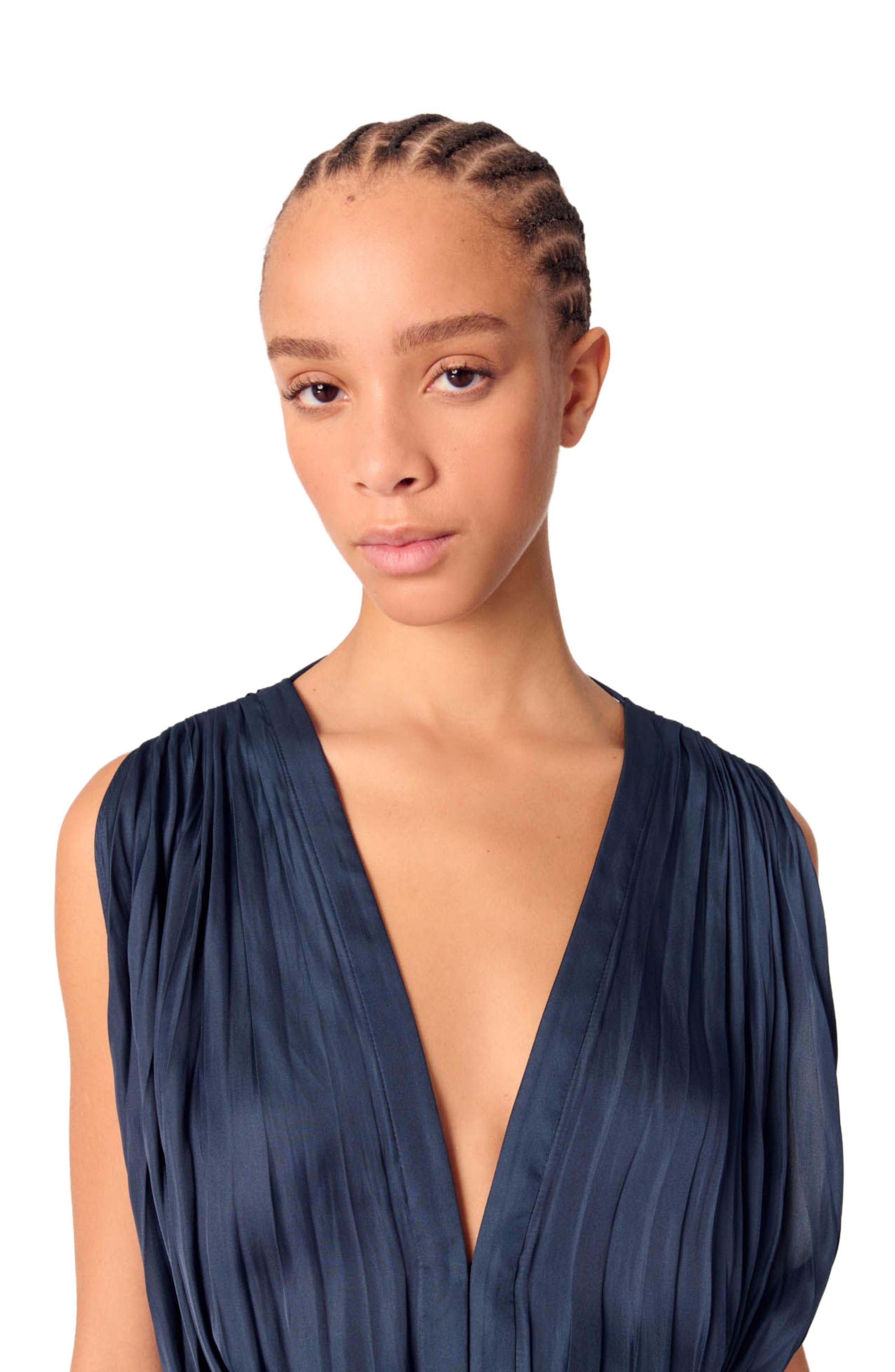 maje Pleated maxi dress in Navy at Nordstrom - 4
