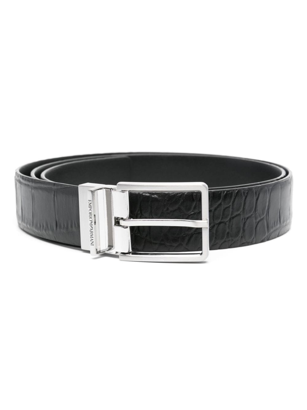 embossed-crocodile leather belt - 1