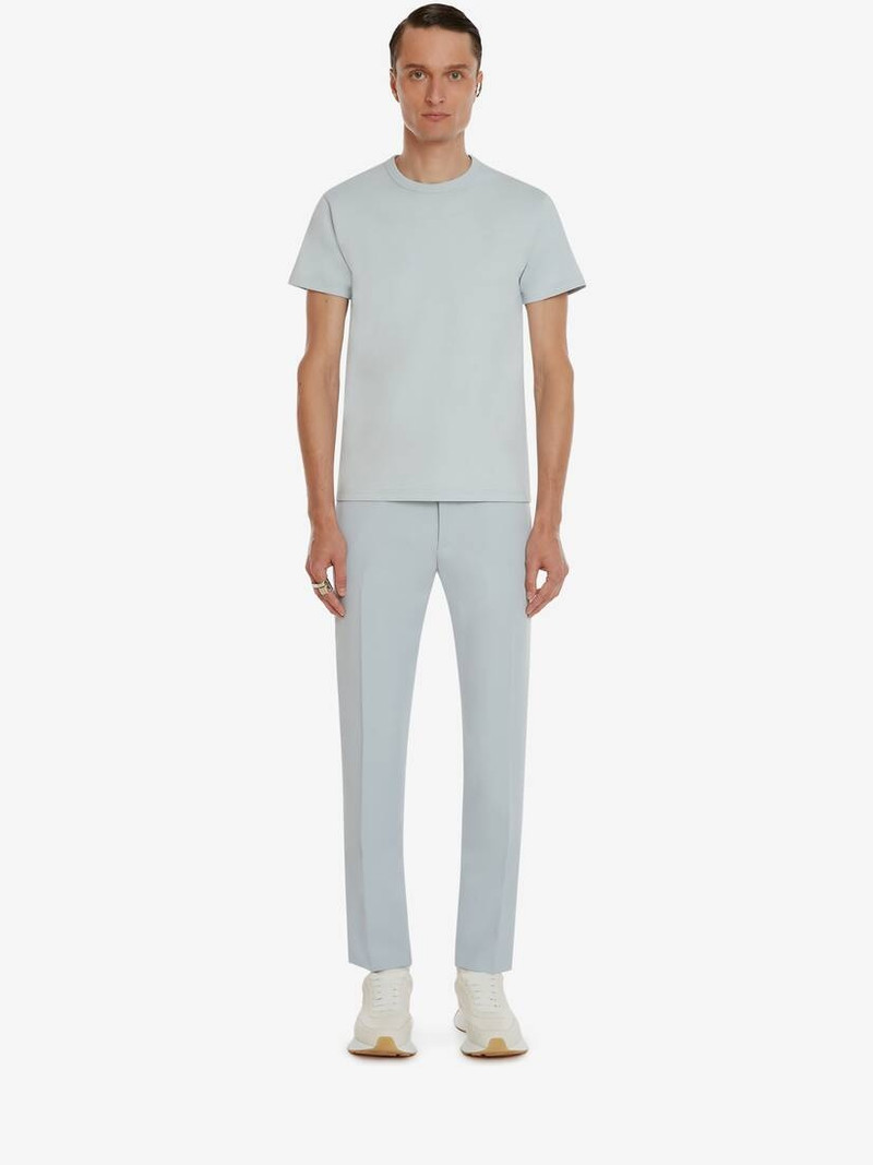 Alexander McQueen Men's McQueen Signature T-shirt in Spring Blue outlook