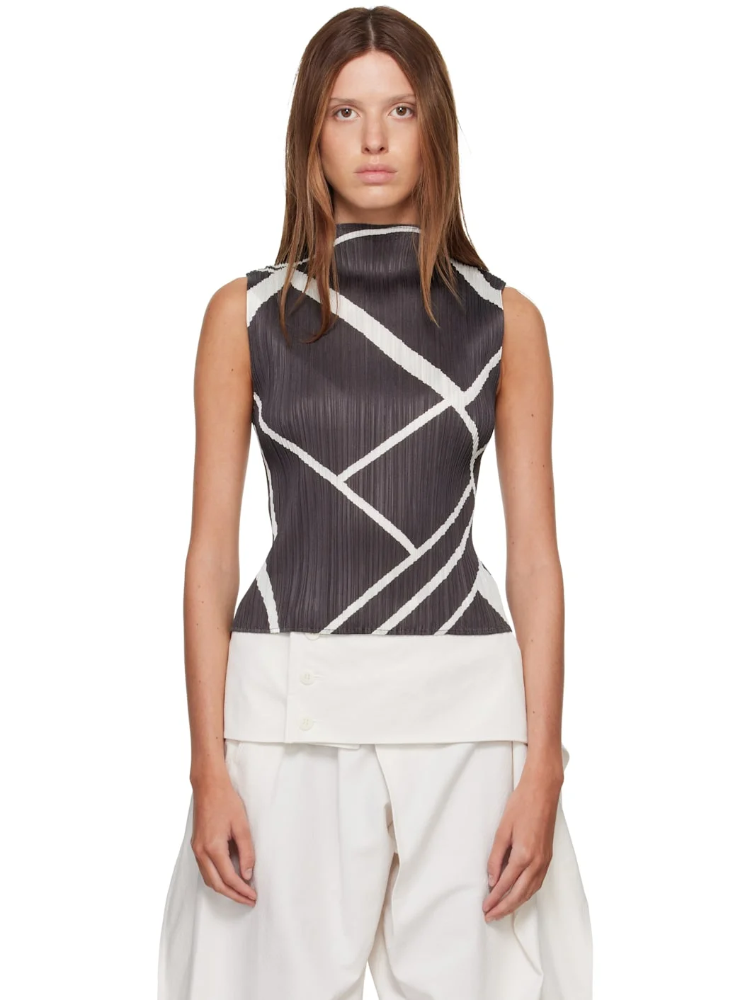 Gray & White Fold Line Top - 1