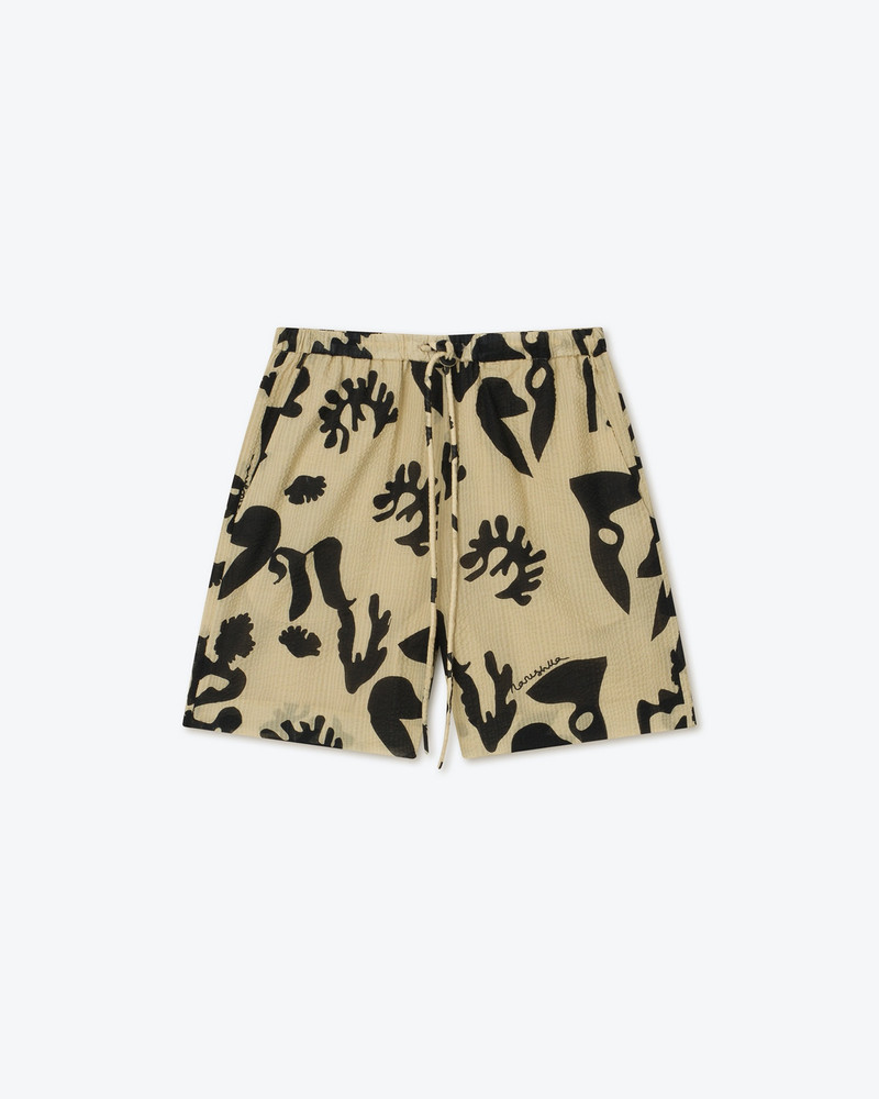ANNE - Printed organza shorts - Off black 1