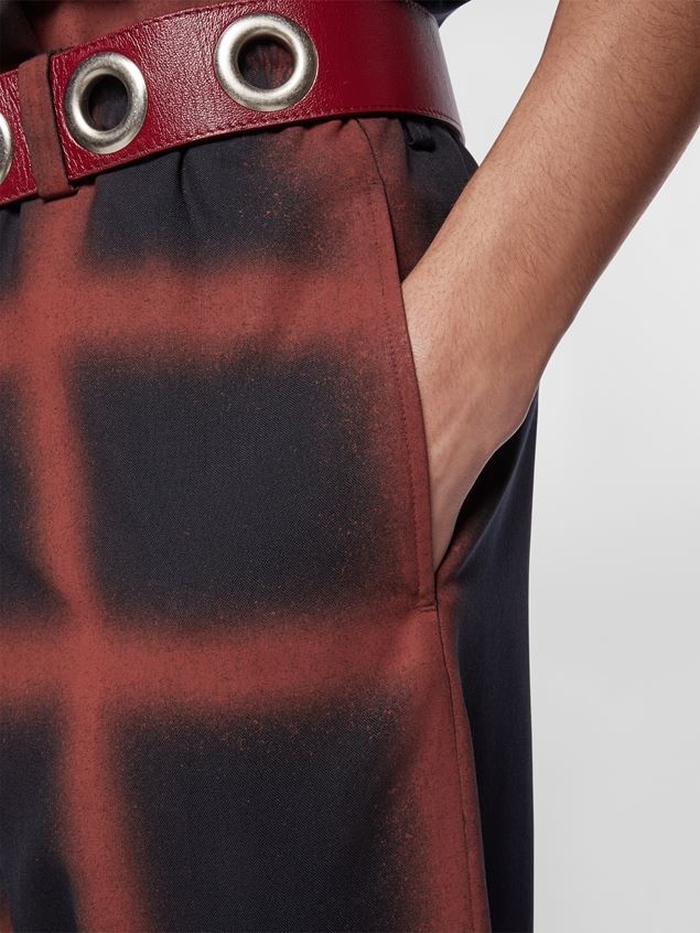 COOL WOOL TROUSERS WITH AIRBRUSHED CHECK MOTIF - 4
