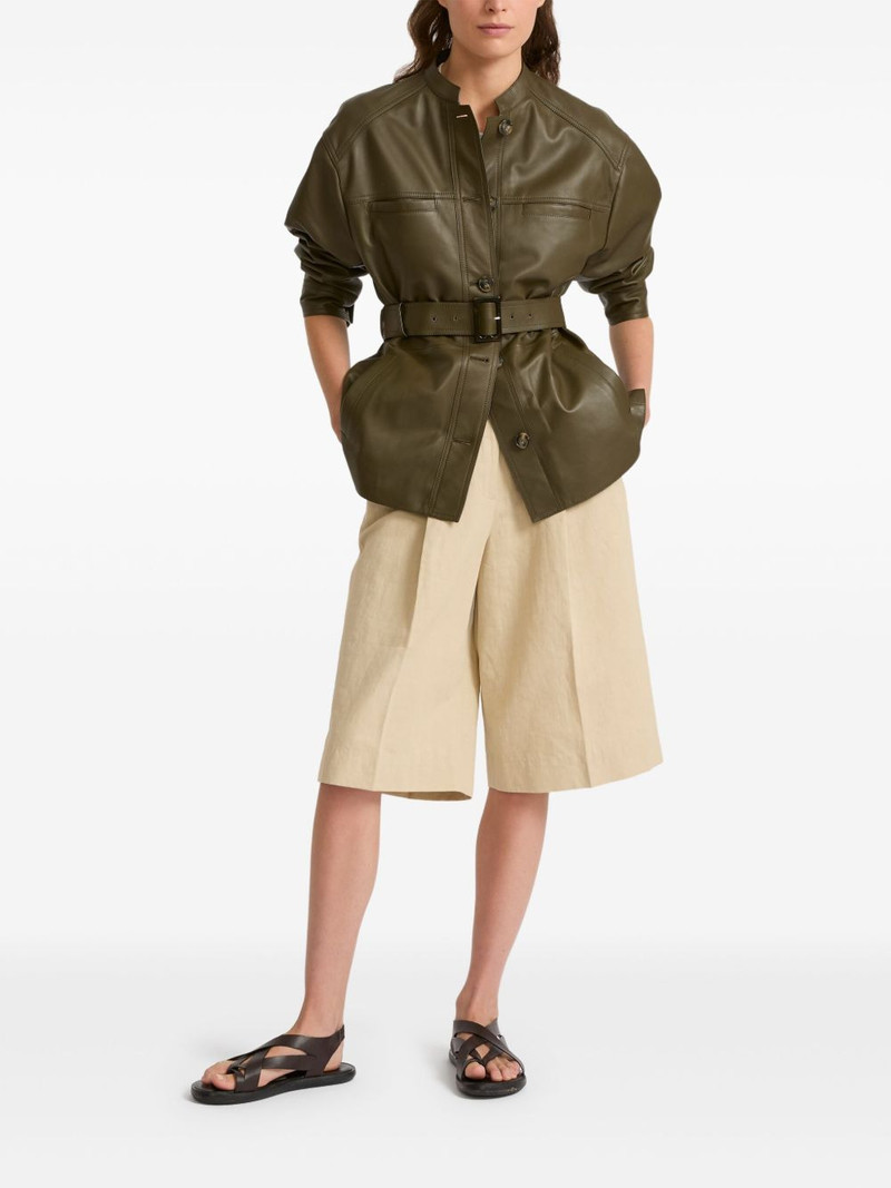 Yves Salomon leather belted jacket outlook