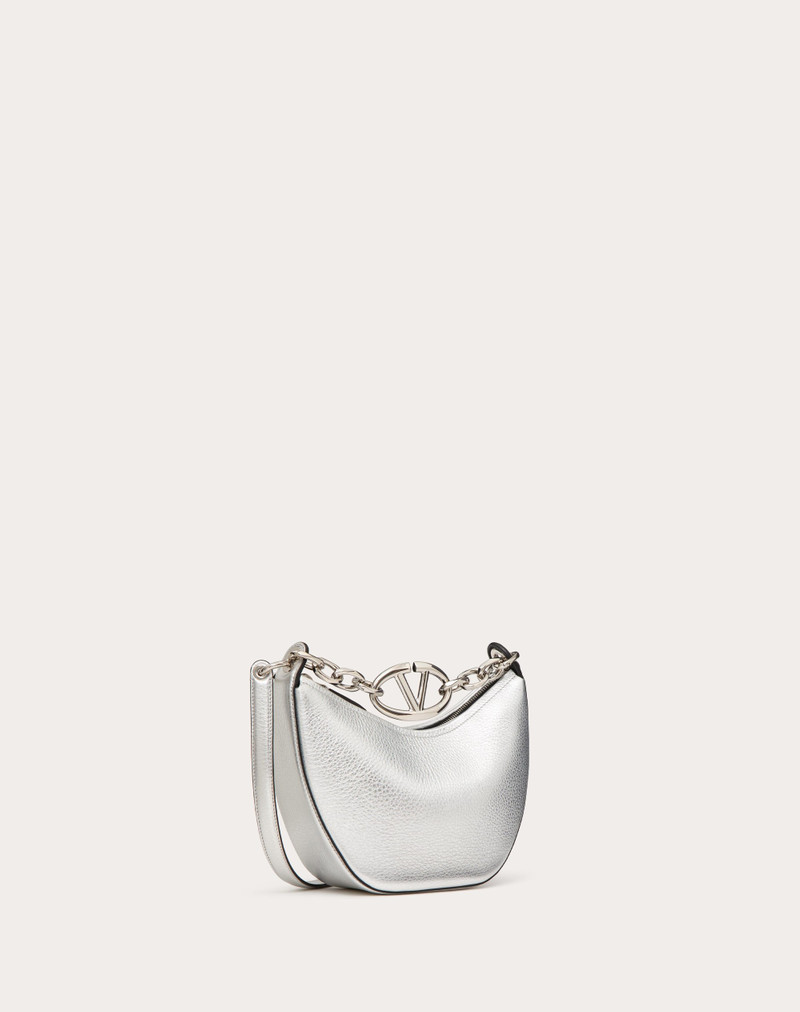 VLOGO MOON MINI HOBO BAG IN METALLIC GRAINY CALFSKIN WITH CHAIN 3