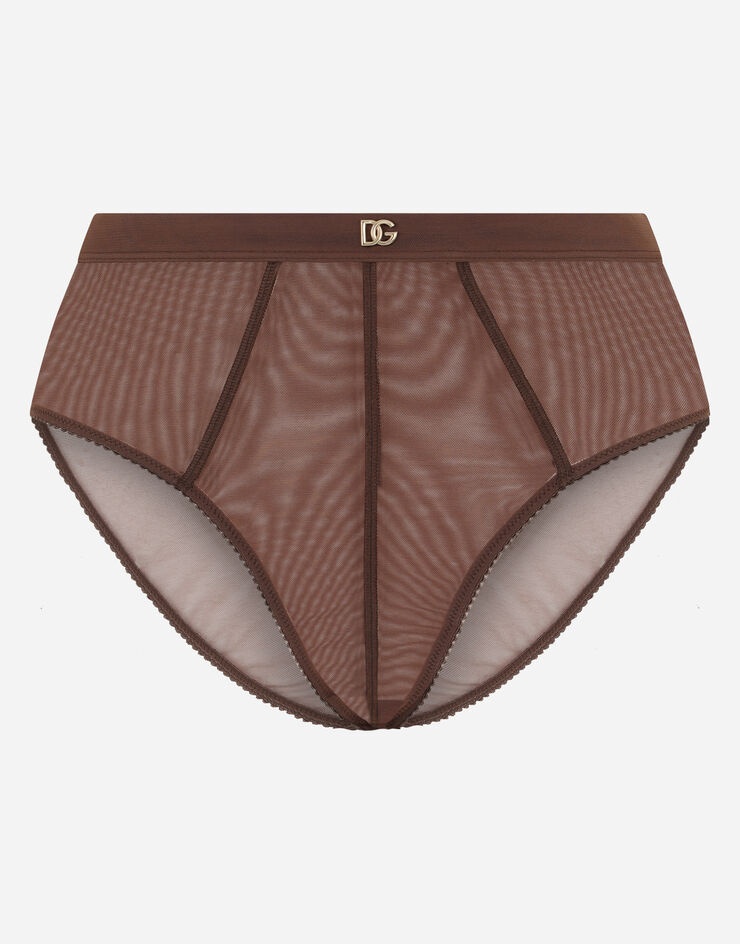 High-waisted tulle briefs with DG logo - 1