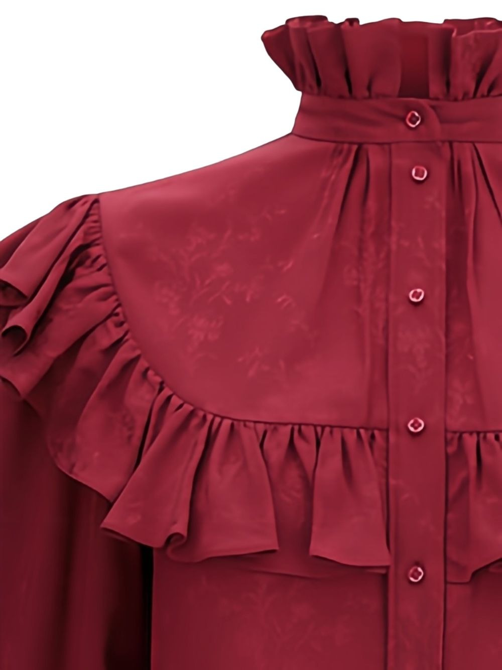 stand-collar ruffled blouse - 3
